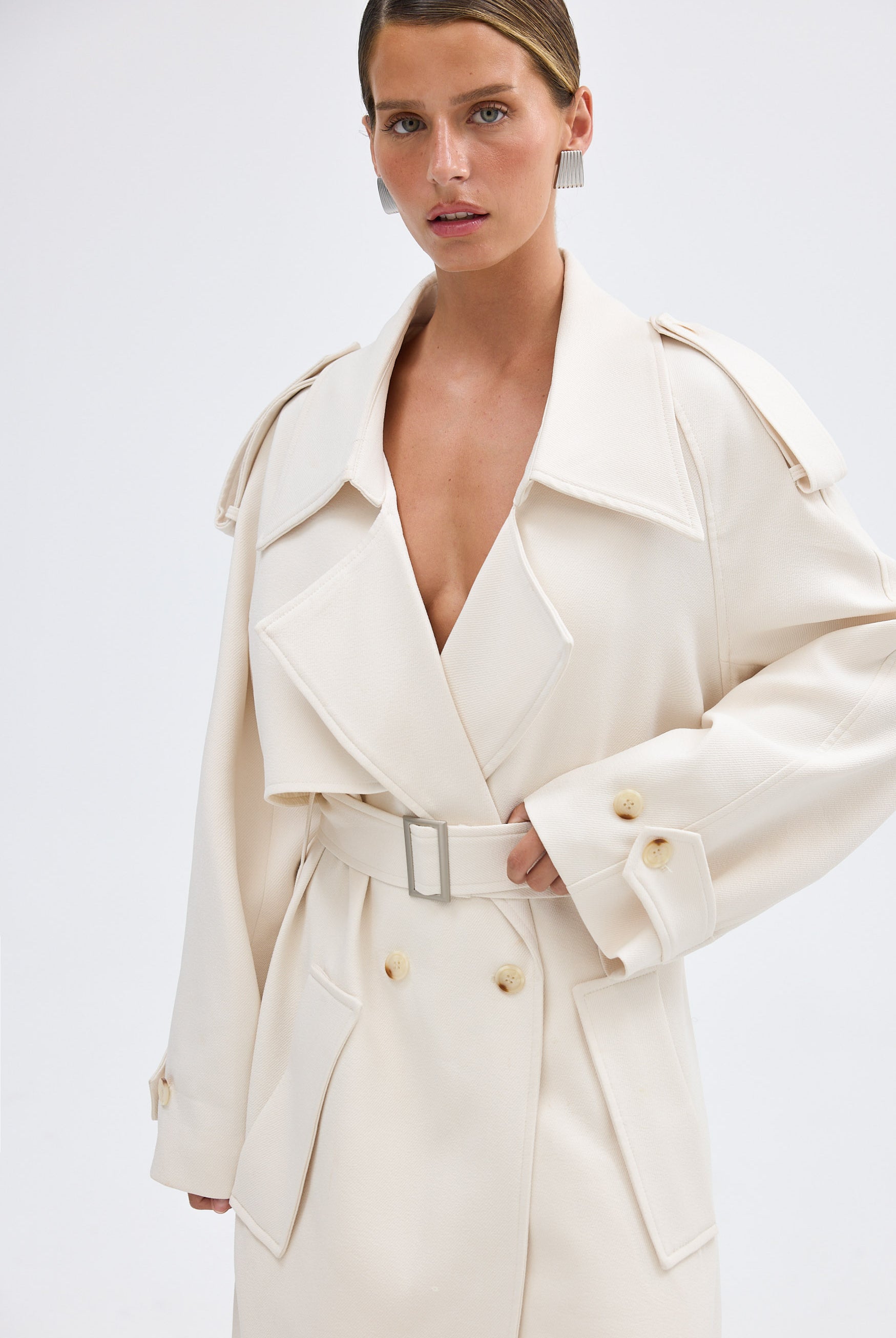 bubish Dillon Trench Coat Ivory JACKET