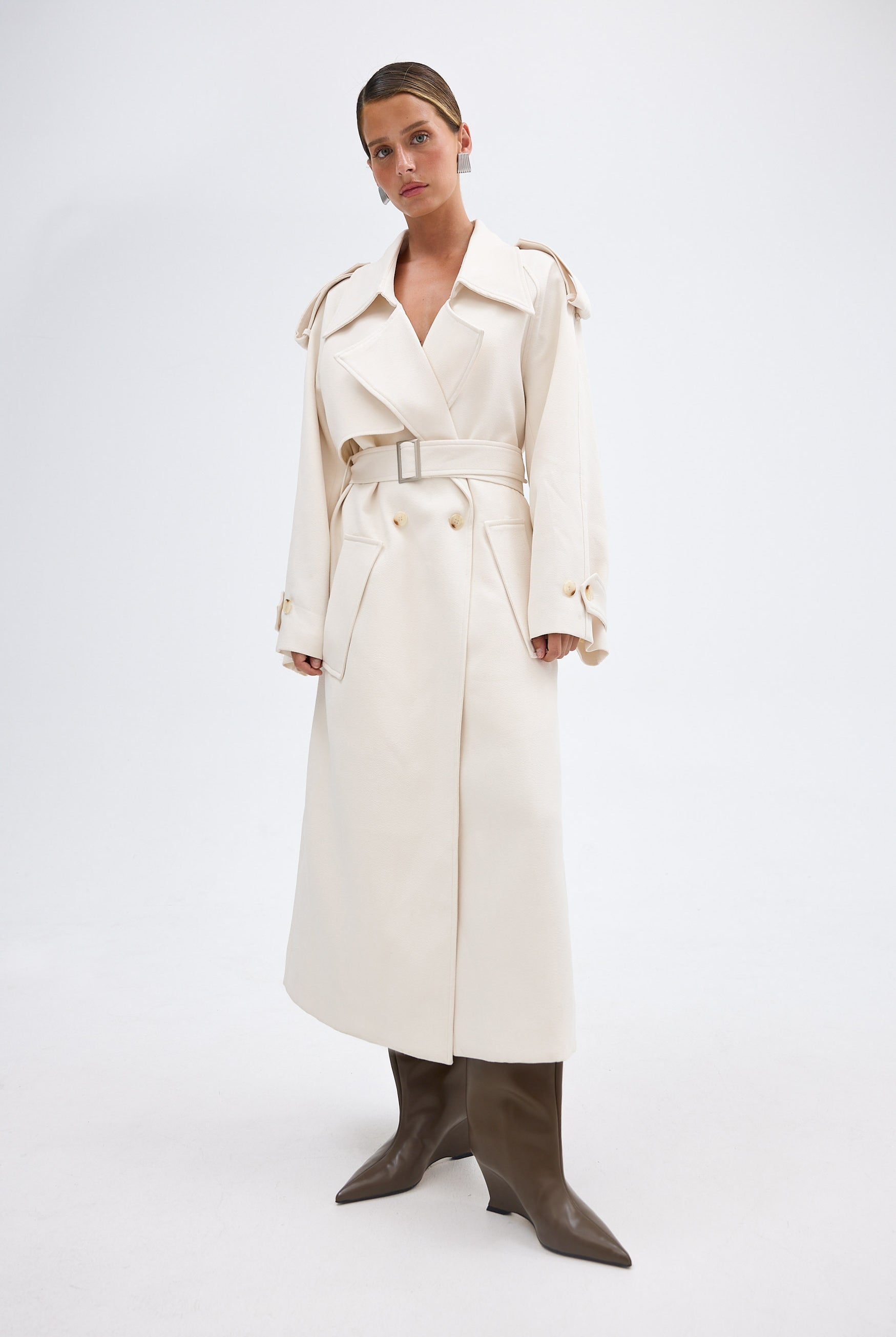 bubish Dillon Trench Coat Ivory JACKET