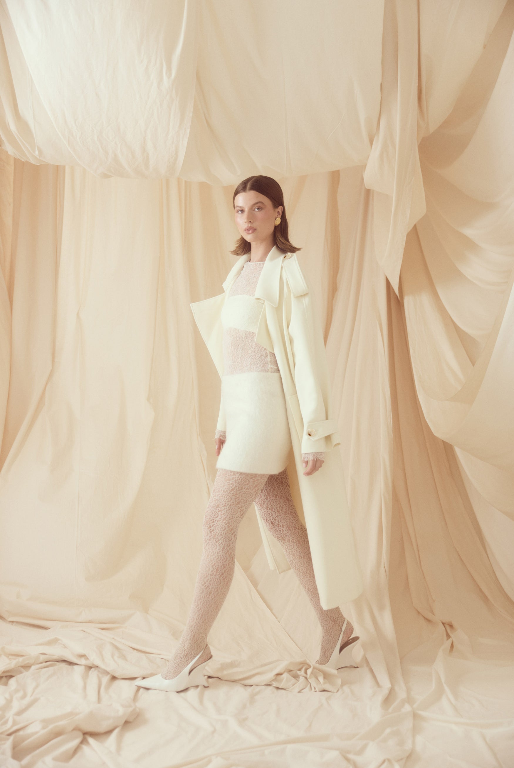 bubish Dillon Trench Coat Ivory JACKET