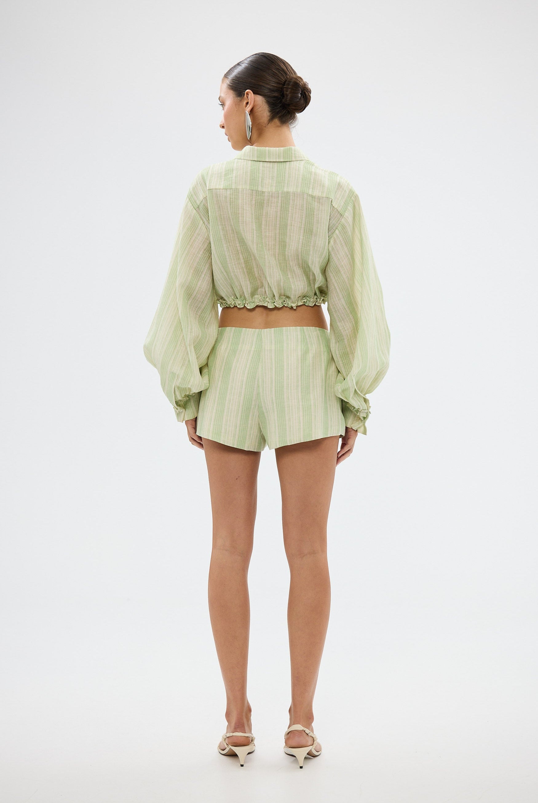 bubish Estelle Cropped Shirt - Green Stripe CROPPED SHIRT
