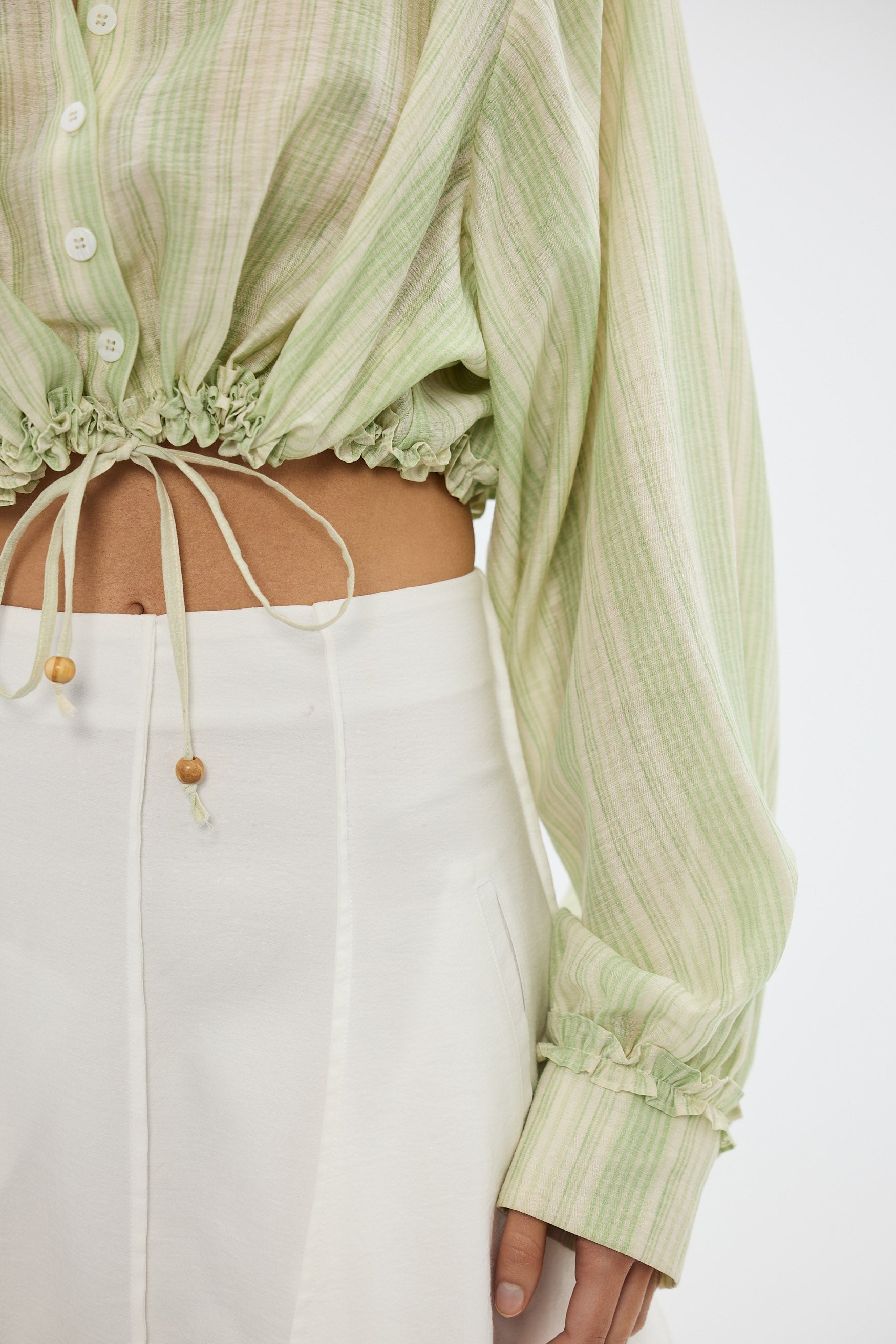 bubish Estelle Cropped Shirt - Green Stripe CROPPED SHIRT