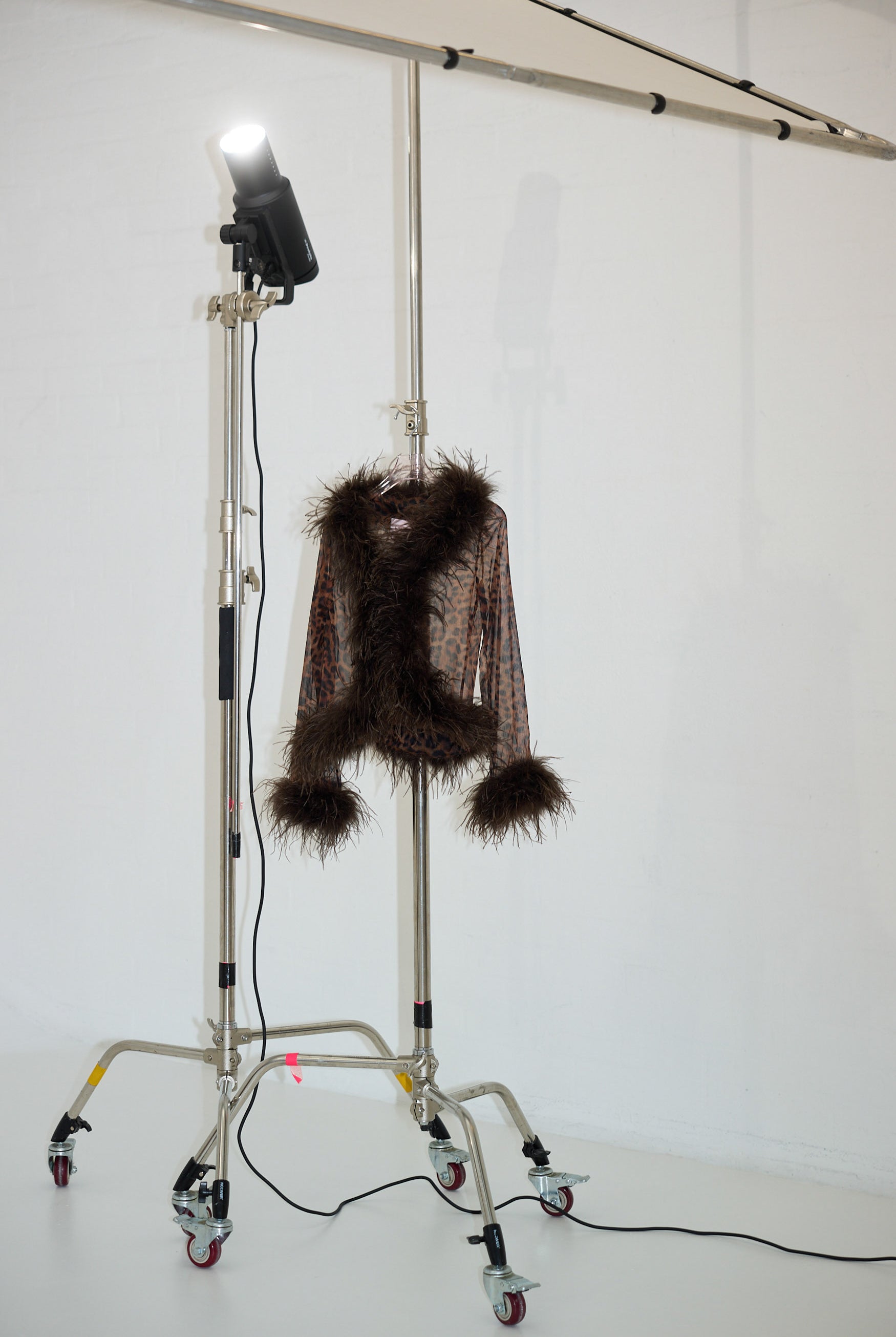 bubish Gigi Sheer Feather Blouse Leopard FEATHER TOP