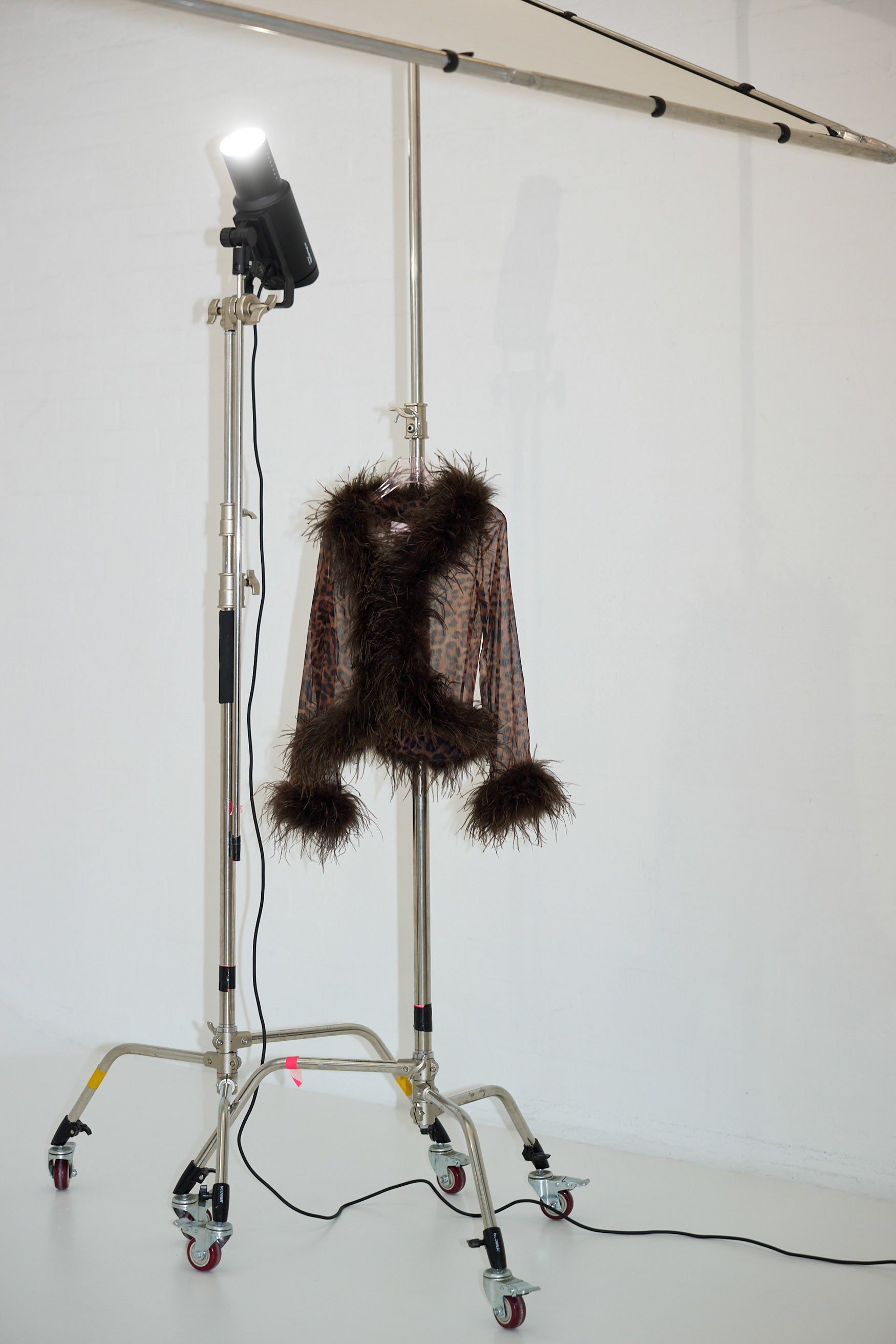 bubish Gigi Sheer Feather Blouse Leopard FEATHER TOP