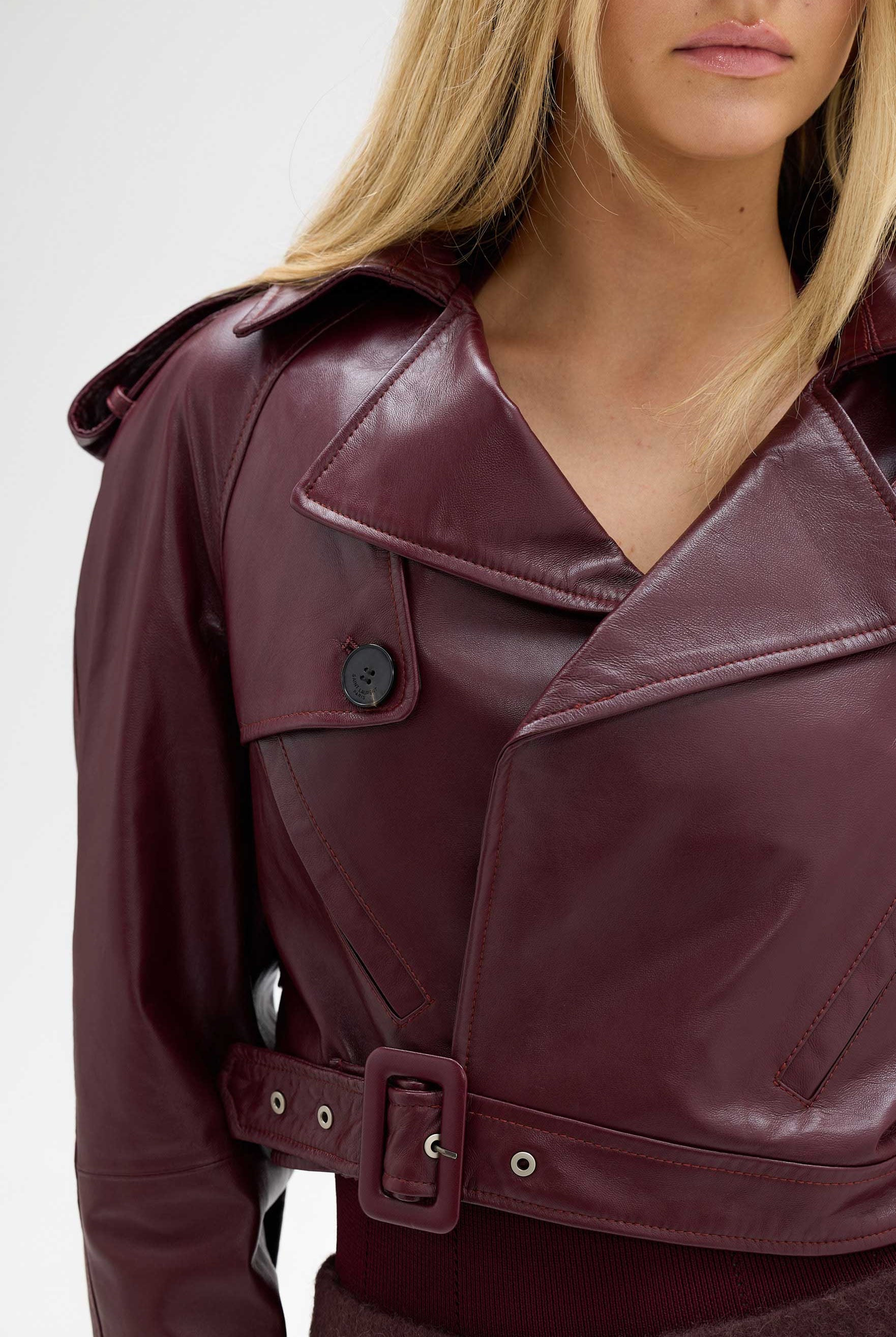 bubish Kara Faux Leather Crop Jacket Cherry JACKETS