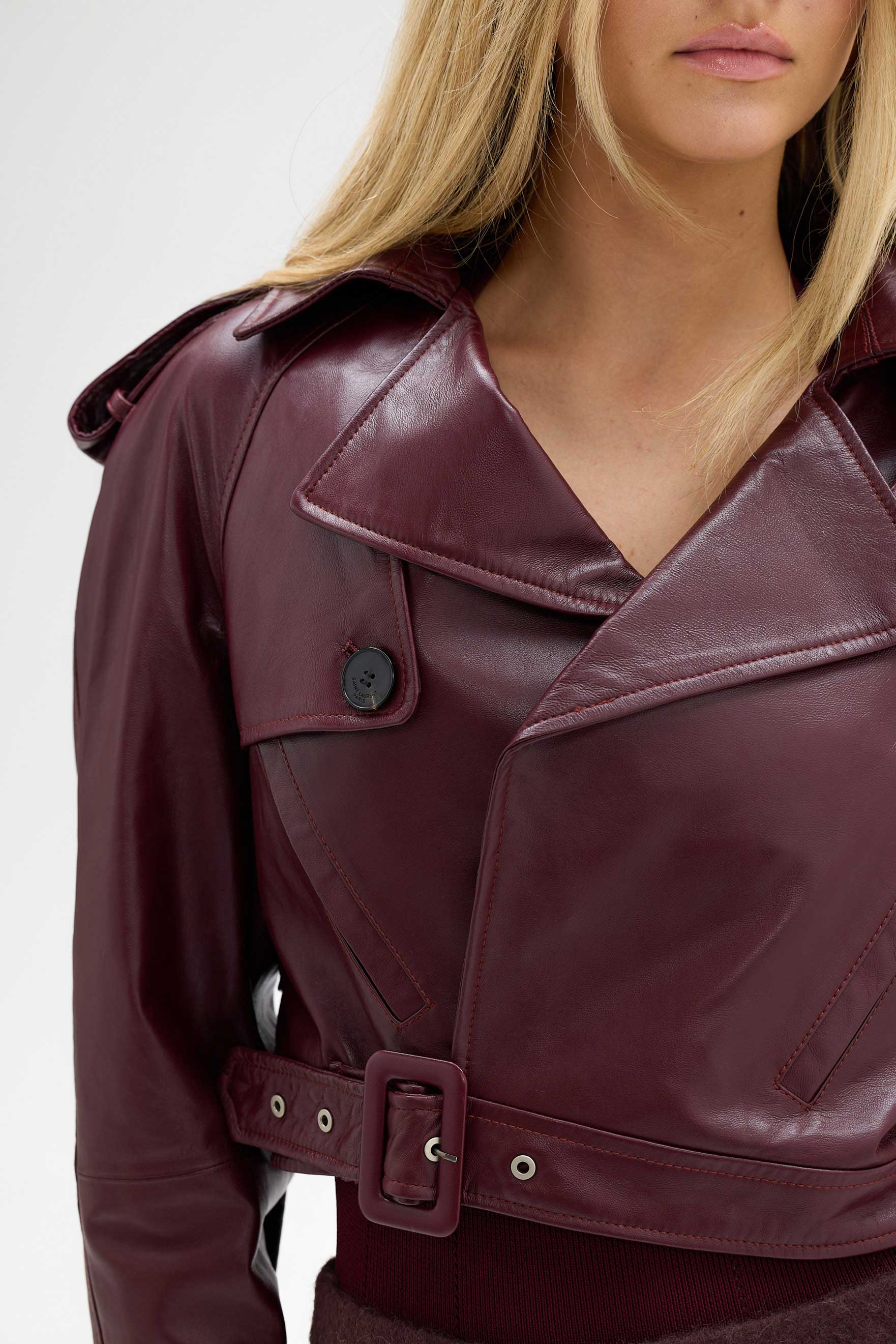 bubish Kara Faux Leather Crop Jacket Cherry JACKETS