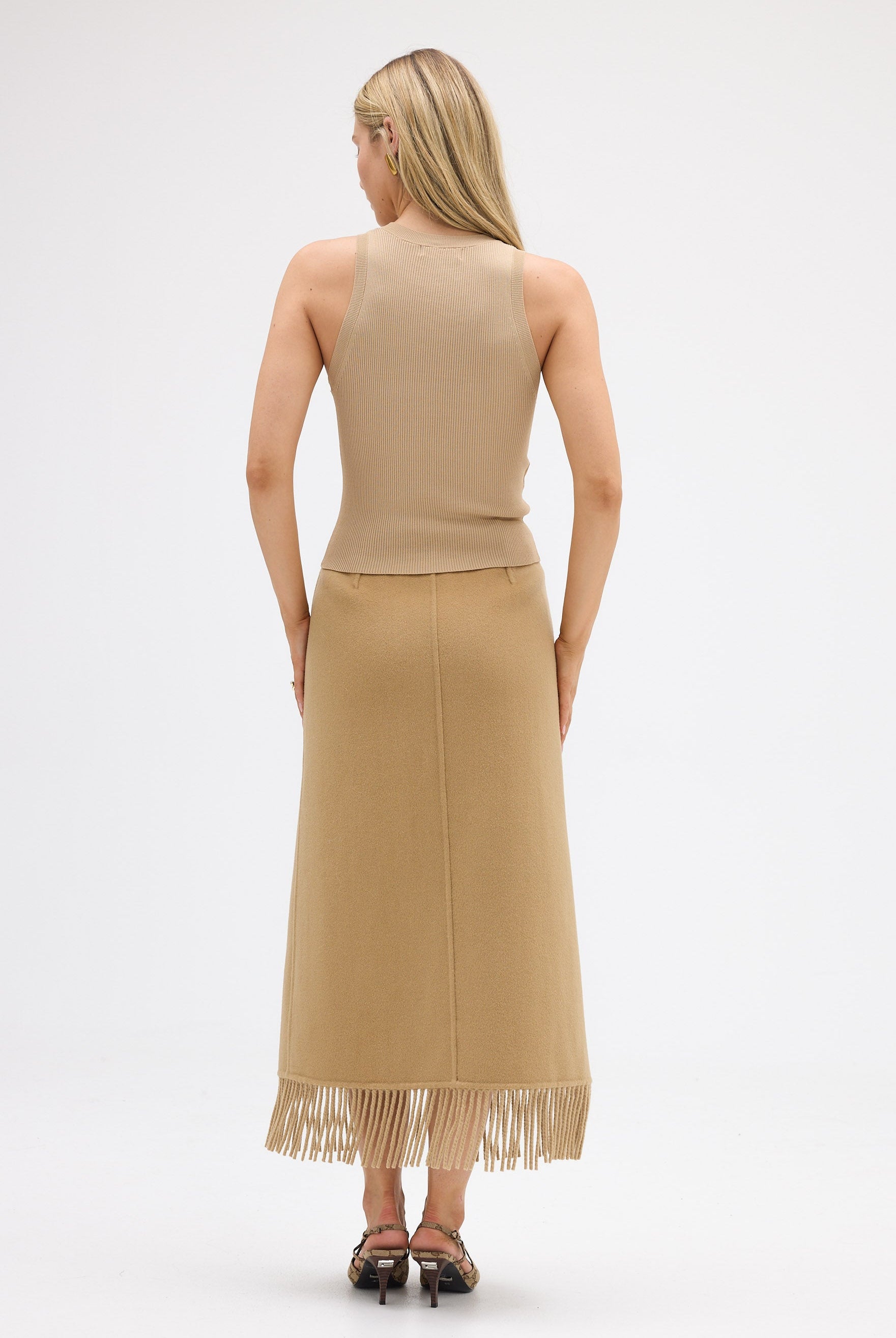 bubish Kate Fringe Tassel Wrap Wool Skirt Walnut SKIRT