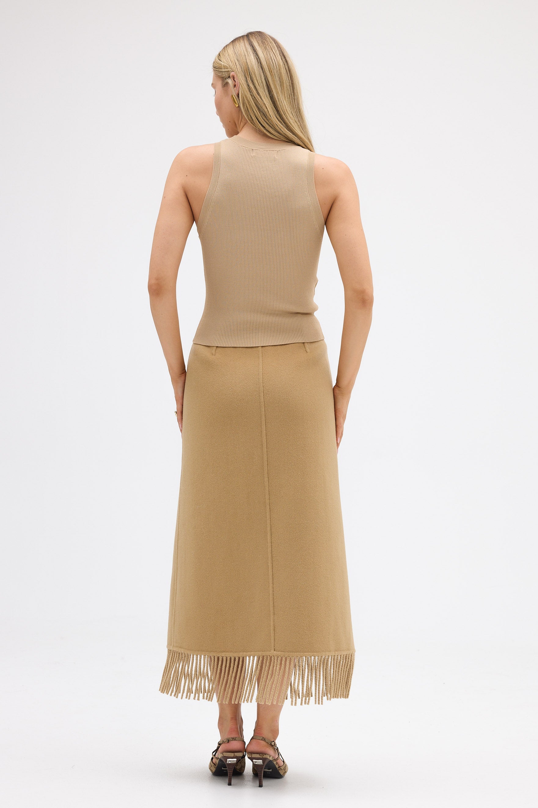 bubish Kate Fringe Tassel Wrap Wool Skirt Walnut SKIRT