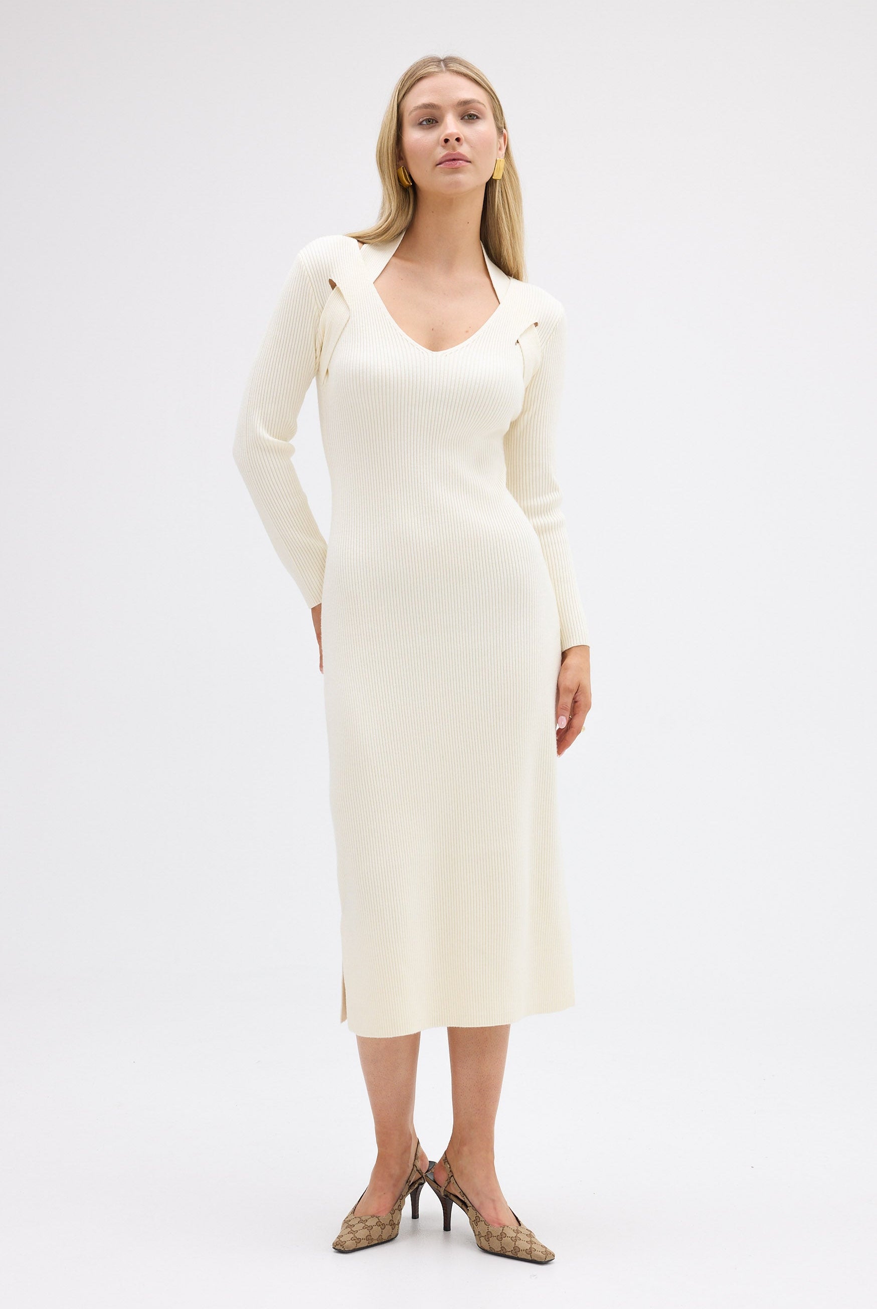 bubish Maisie Knit Halter Dress Ivory DRESS