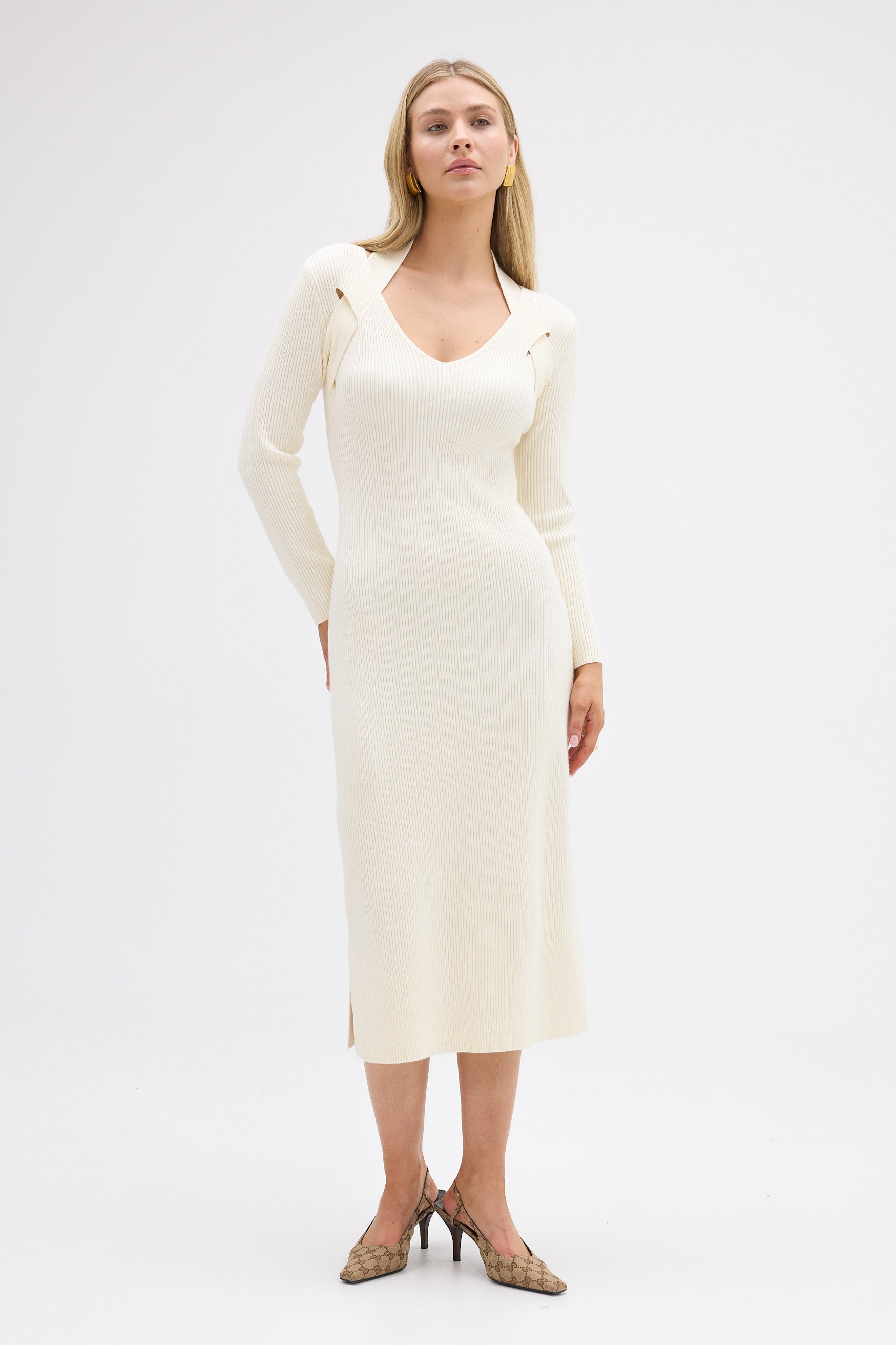 bubish Maisie Knit Halter Dress Ivory DRESS