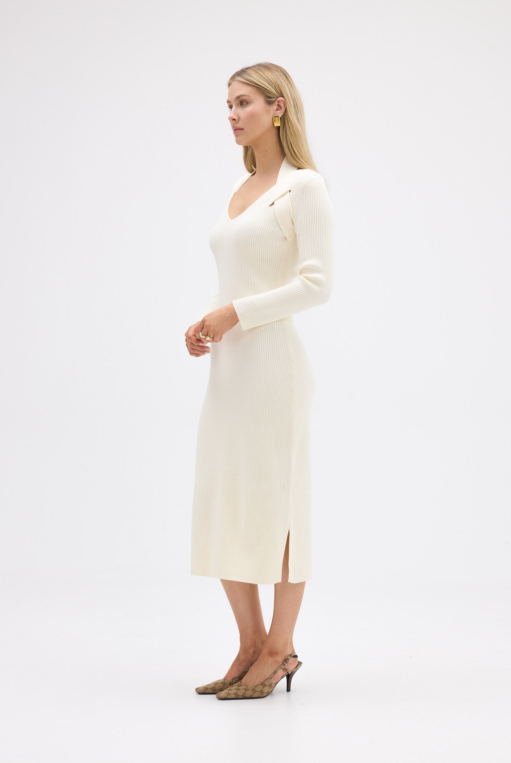 bubish Maisie Knit Halter Dress Ivory DRESS