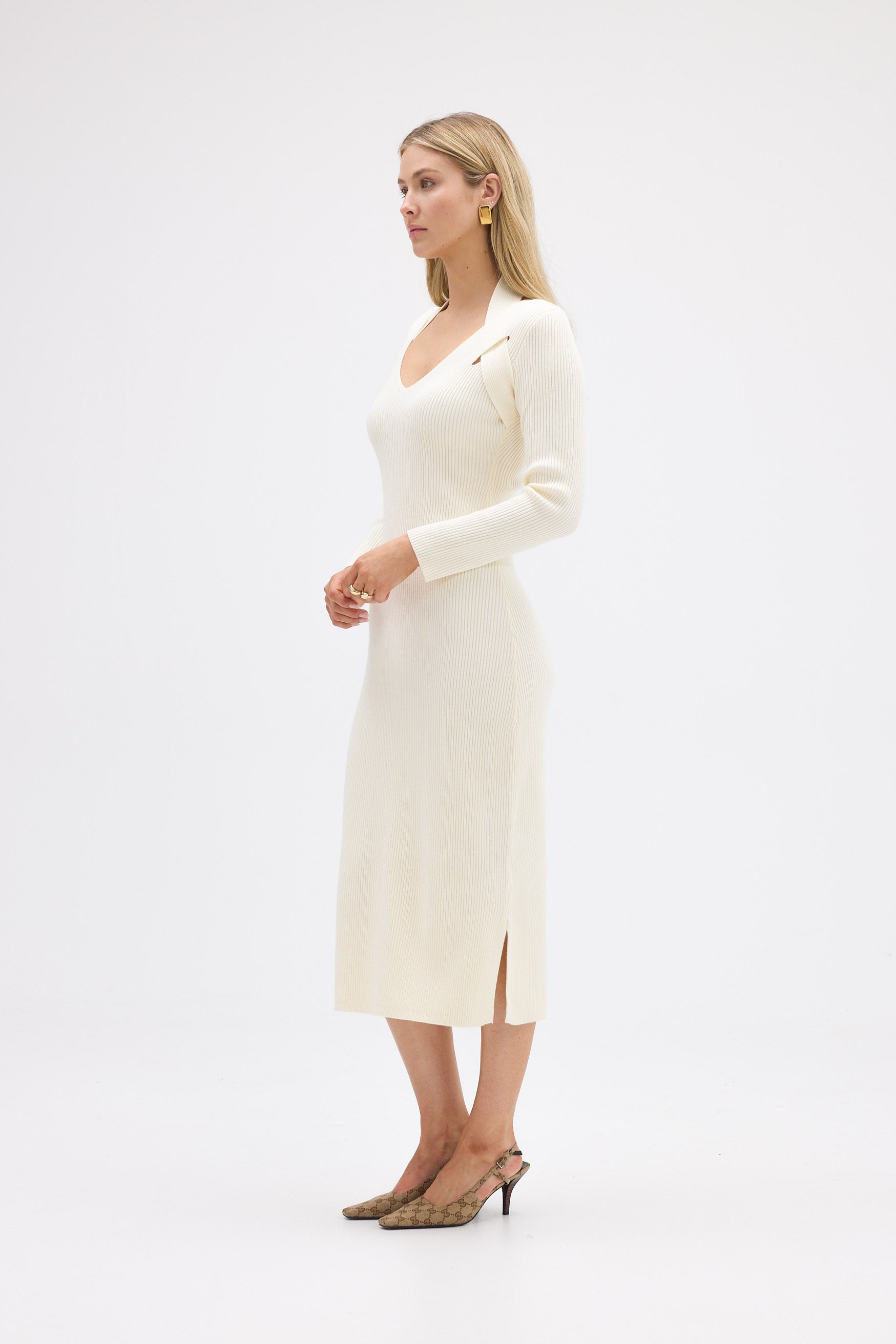 bubish Maisie Knit Halter Dress Ivory DRESS
