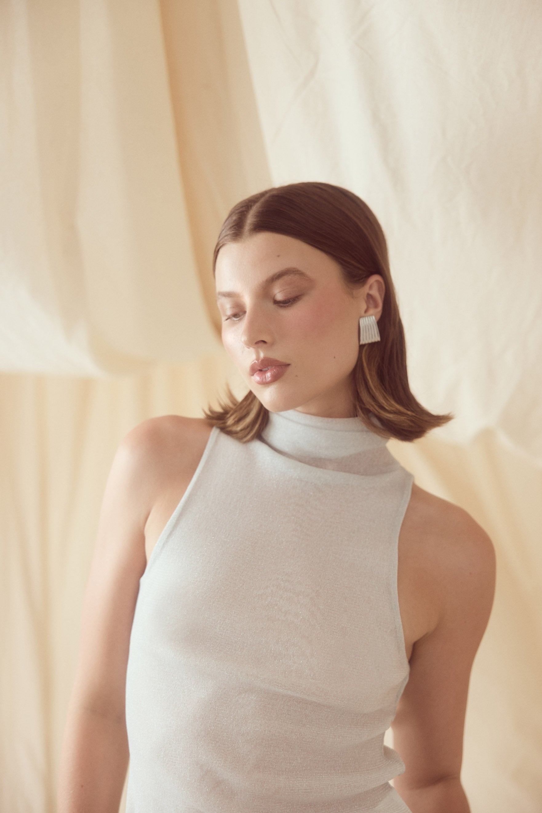 bubish Millie Sheer Metallic Top Pearl Grey TOP