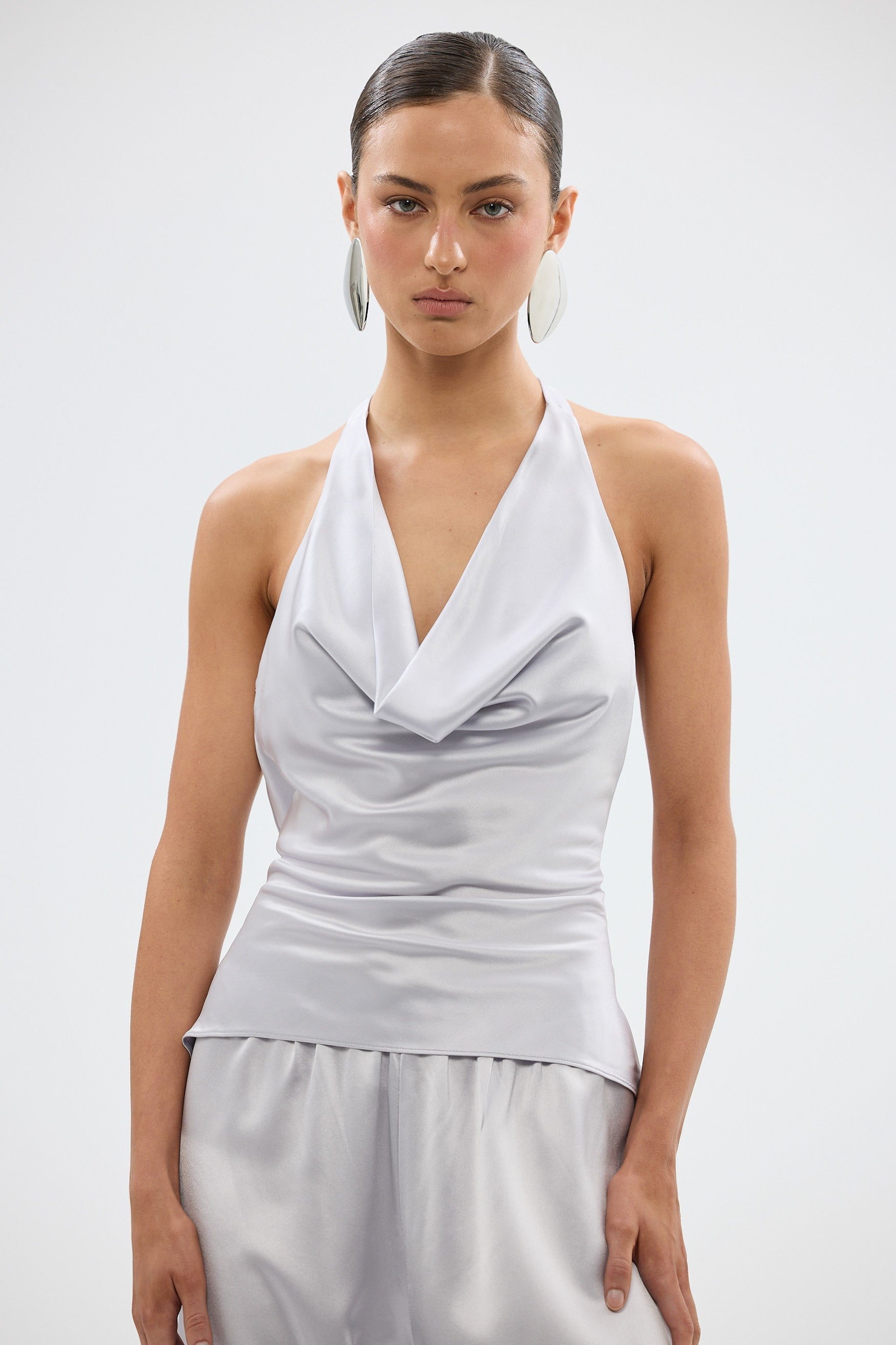 bubish Paige Cowl Neck Top - Silver TOPS