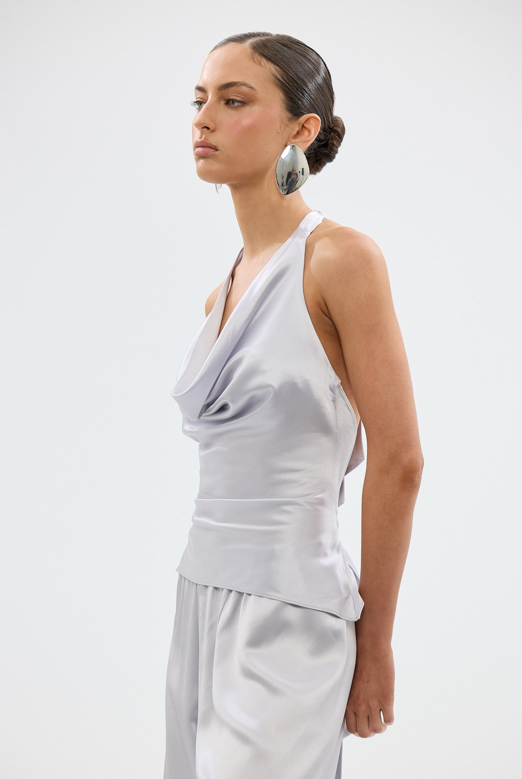 bubish Paige Cowl Neck Top - Silver TOPS