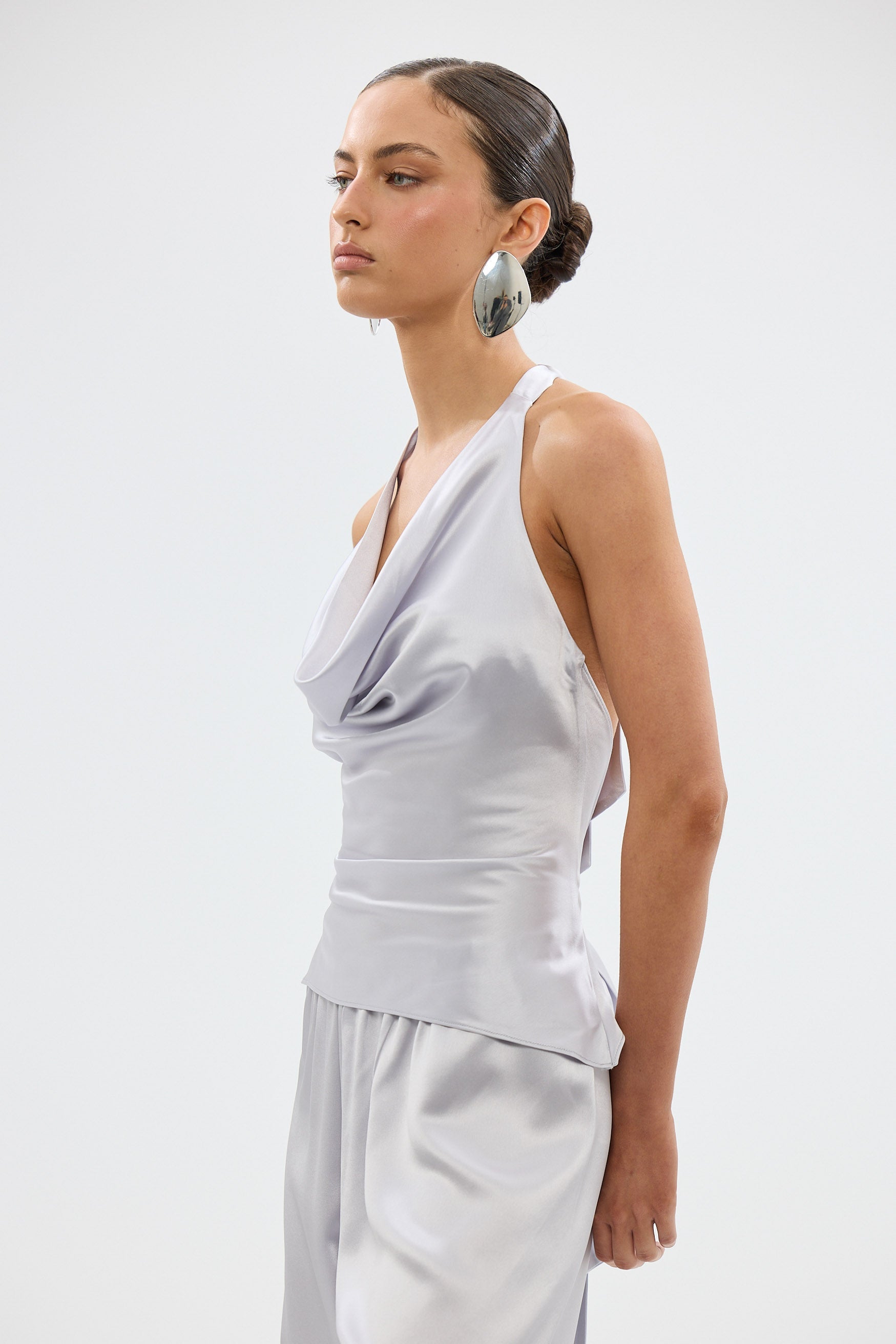 bubish Paige Cowl Neck Top - Silver TOPS