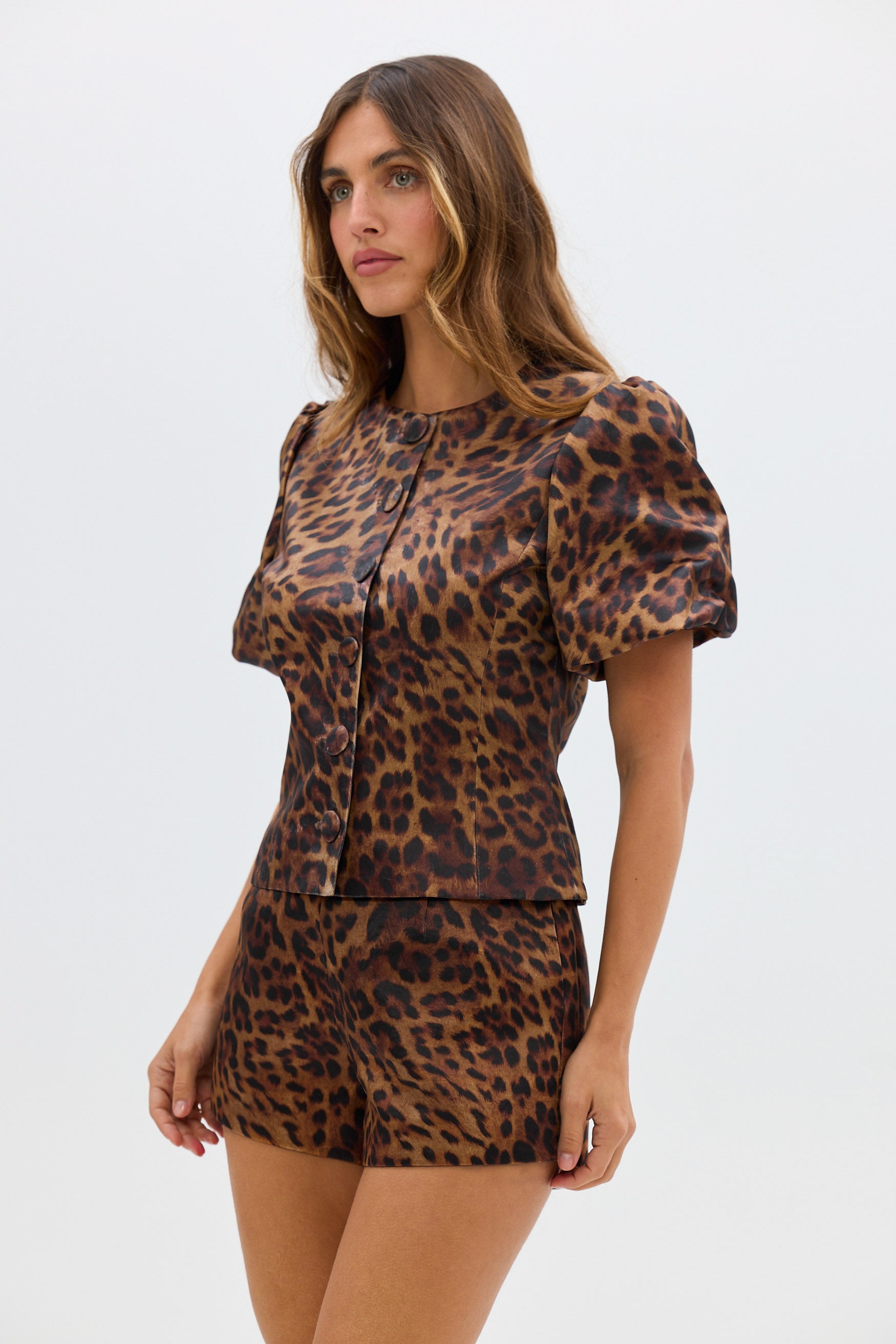 bubish Poppy Bubble Sleeve Blouse - Leopard TOPS