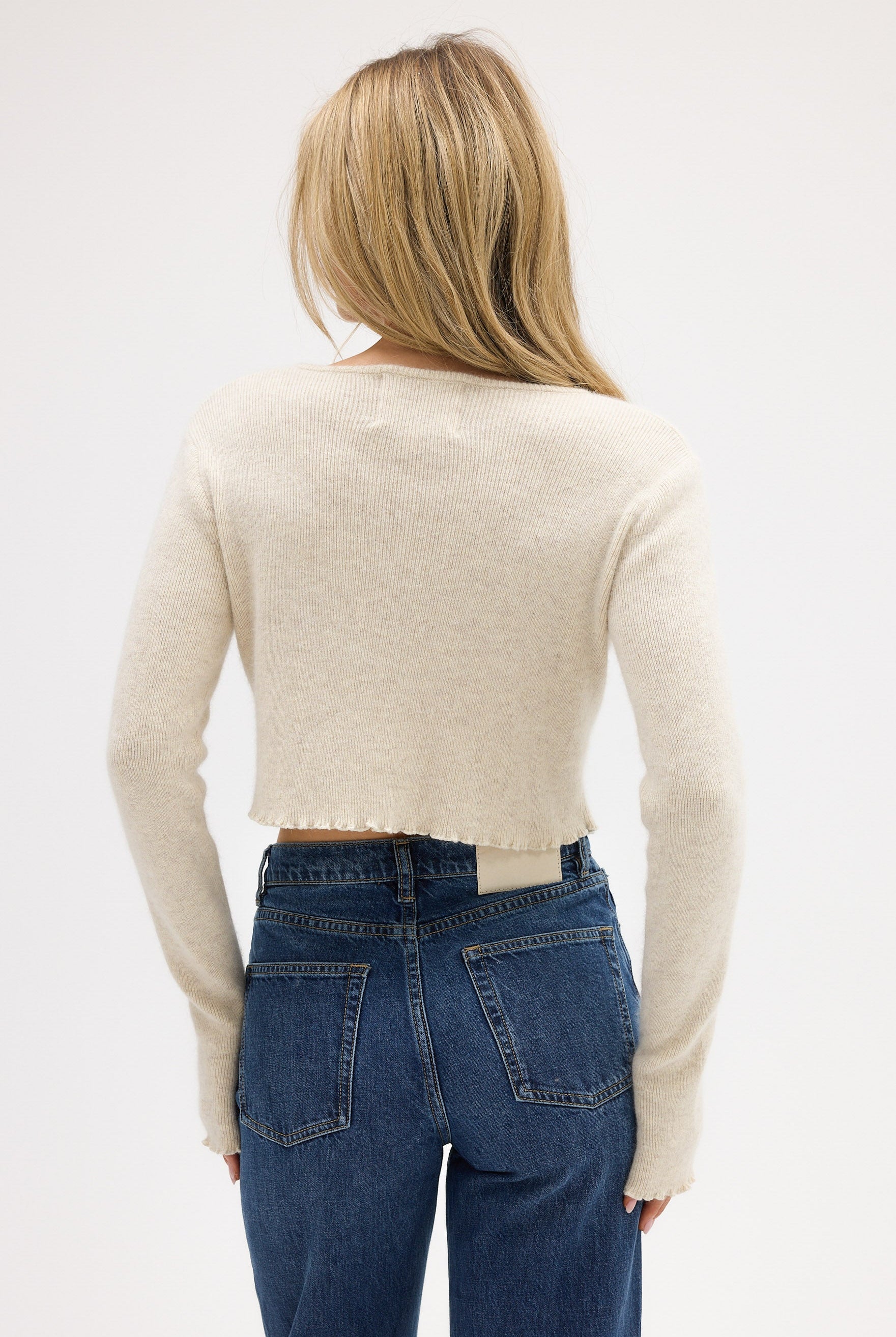 bubish Rosette Cardigan Oatmeal TOP