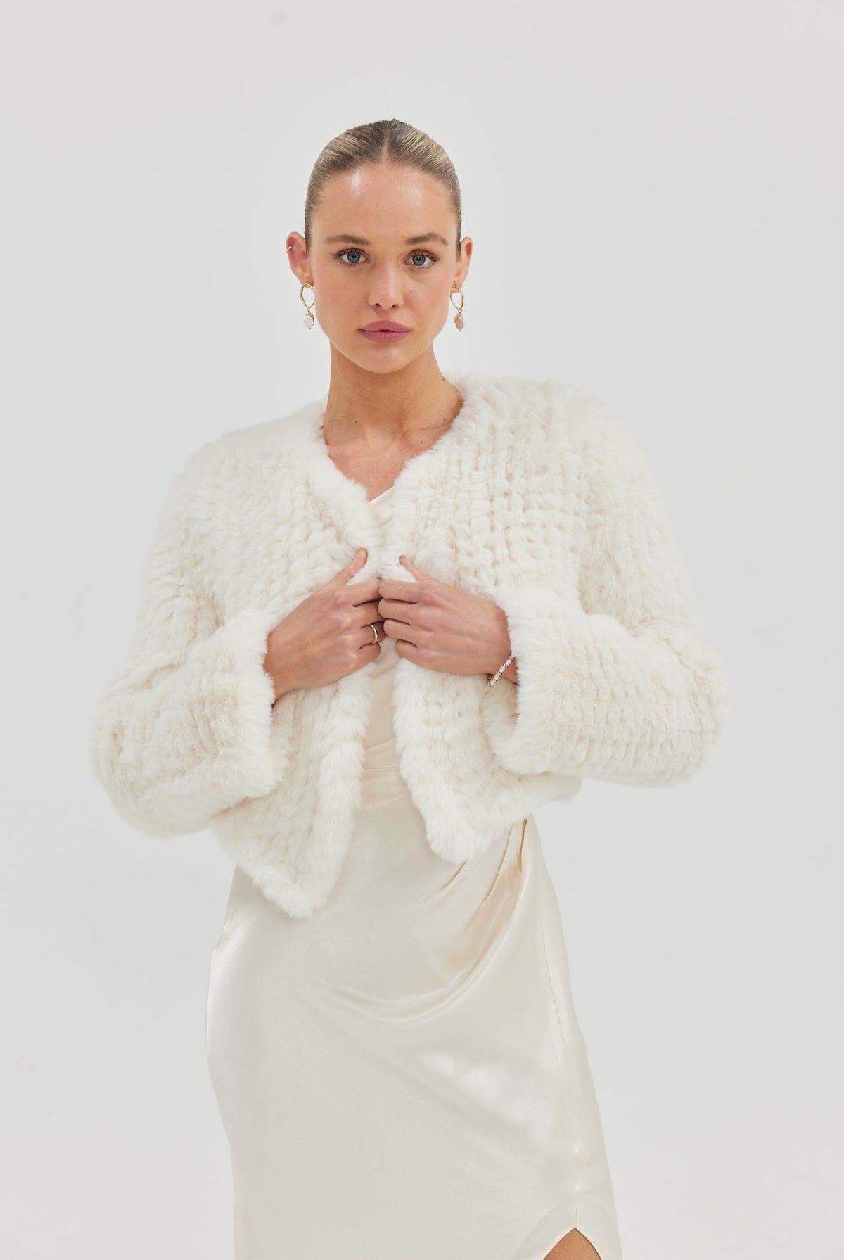 Bridal Faux Lola Jacket - Ivory Cropped Jacket Bubish Luxe