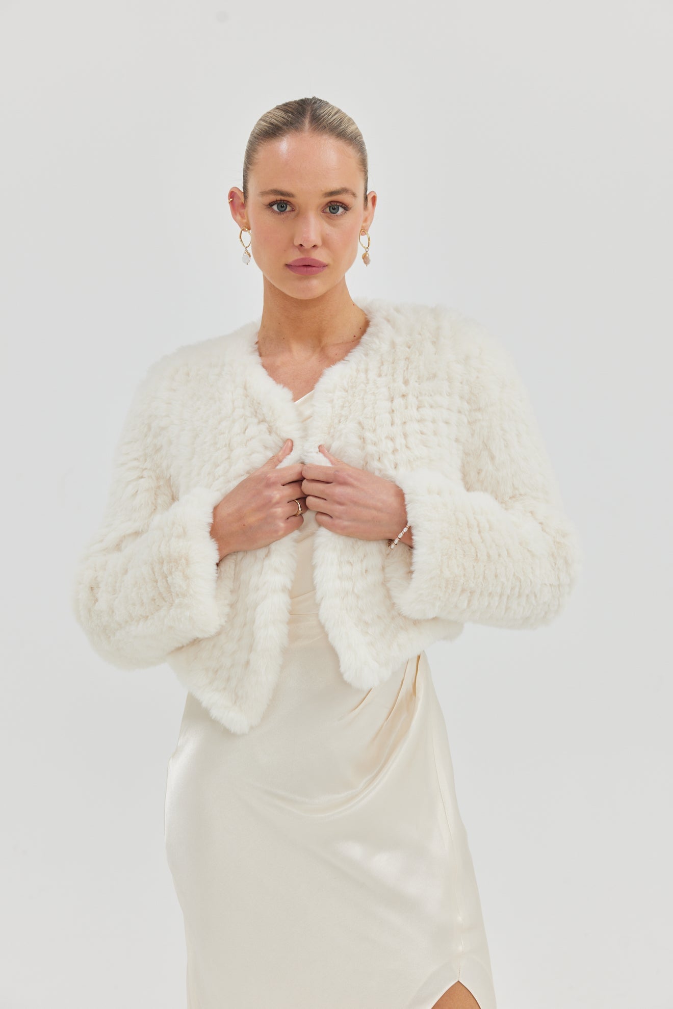 Bridal Faux Lola Jacket - Ivory Cropped Jacket Bubish Luxe
