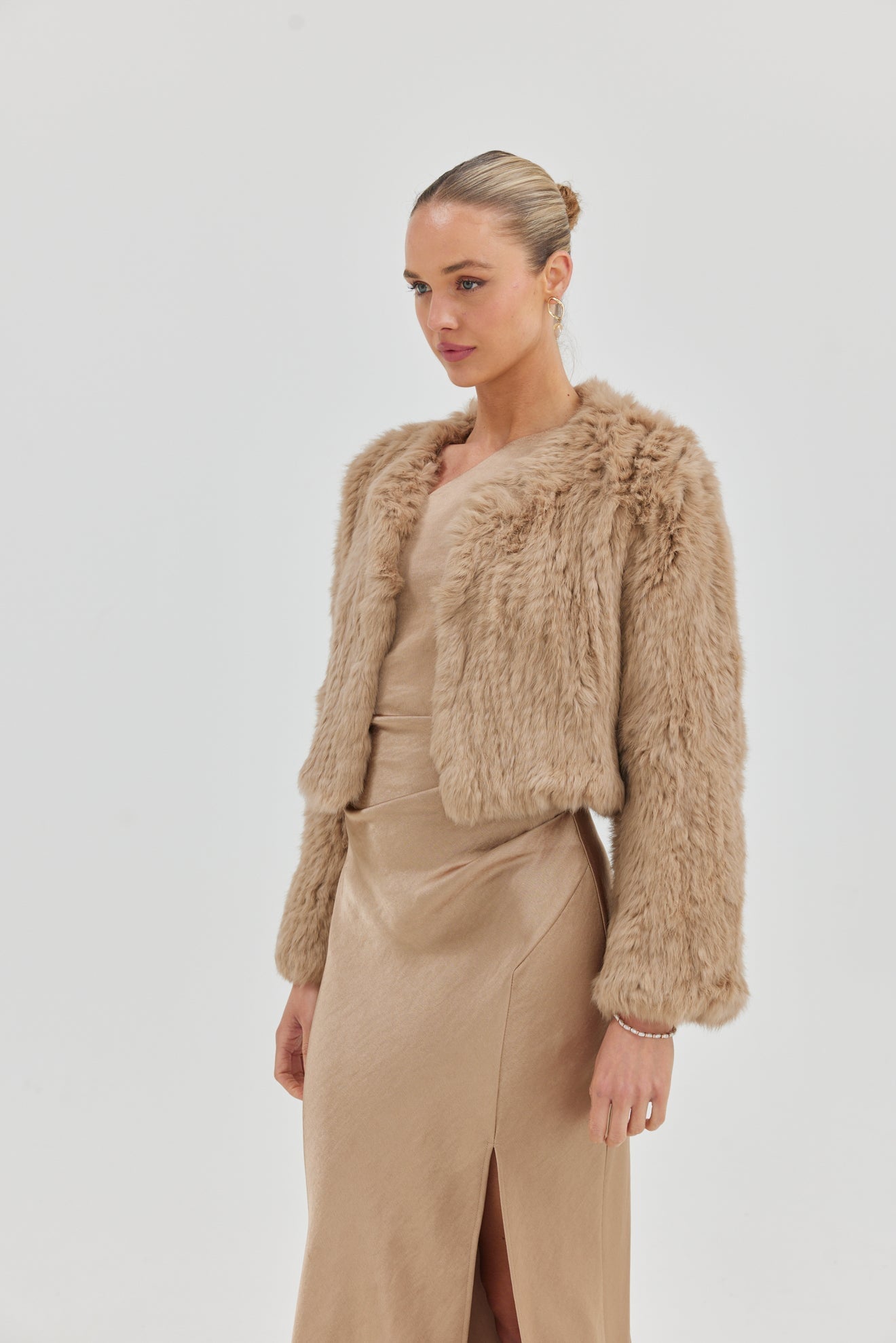 Bridal Lola Jacket - Beige Cropped Jacket Bubish Luxe