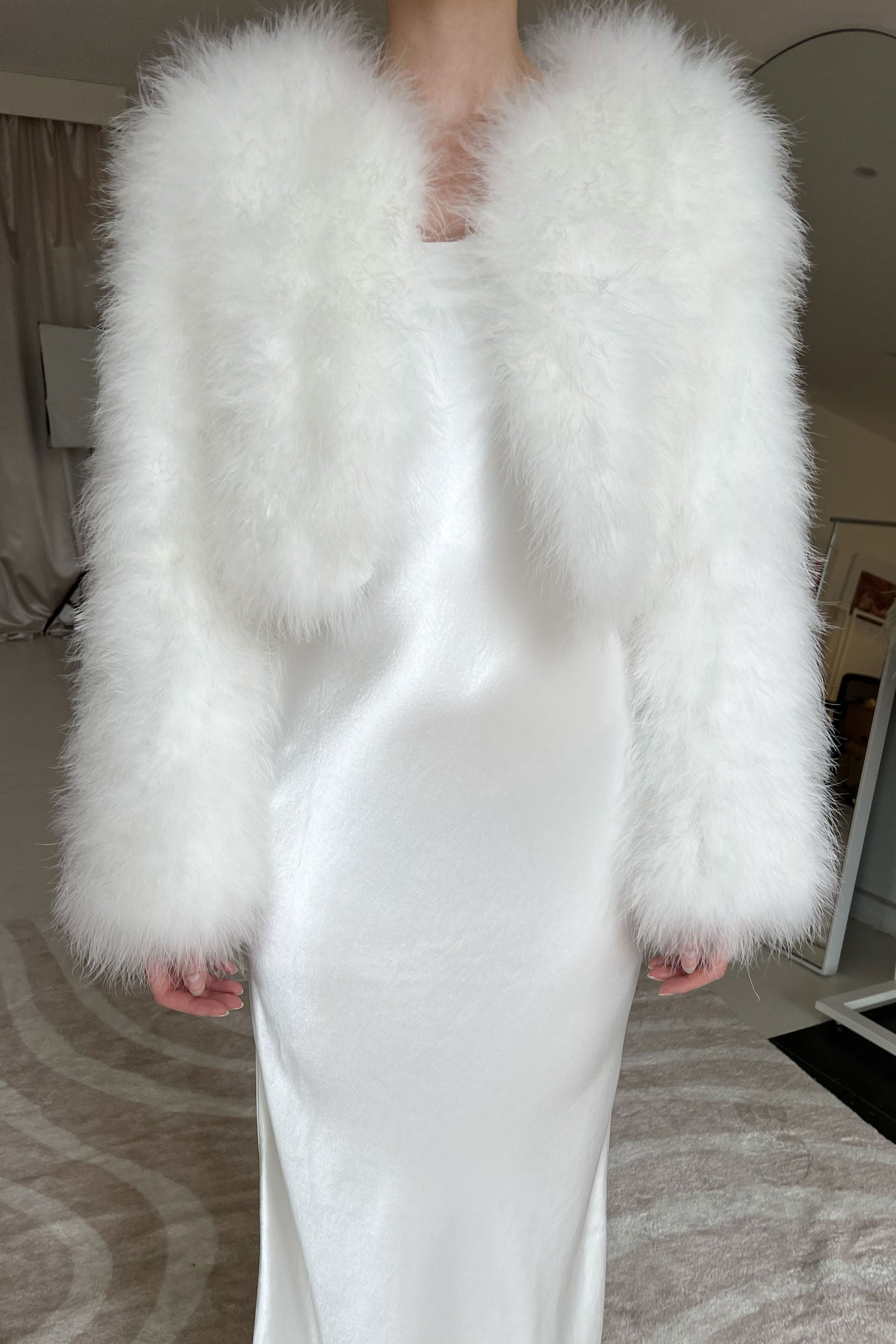 bubish Manhattan Crop Feather Jacket White JACKET