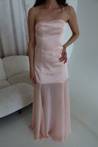 Jasmine Strapless Gown - Peach Pink DRESS Bubish Luxe