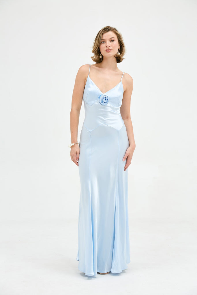 Savannah Rosette Gown - Baby Blue Bubish 