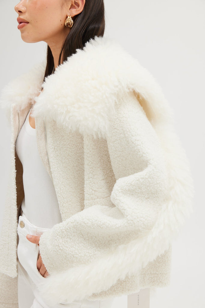 Bella Shearling Jacket - Off White JACKET Bubish Luxe 