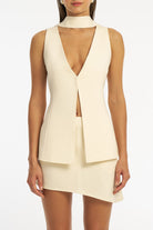 Grace Curved Mini Skirt - Ivory TOP Bubish Luxe