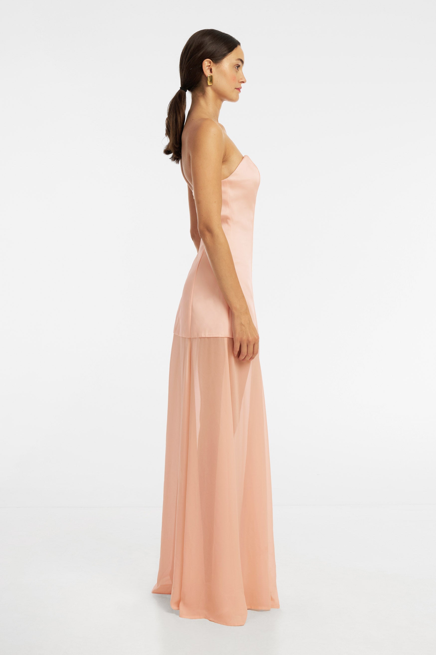 Jasmine Strapless Gown Peach Pink Bubish