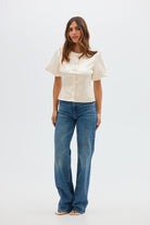 bubish Poppy Bubble Sleeve Blouse Ivory TOP