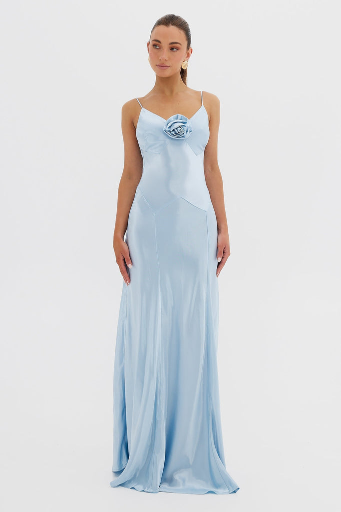 Savannah Rosette Gown - Baby Blue Bubish 