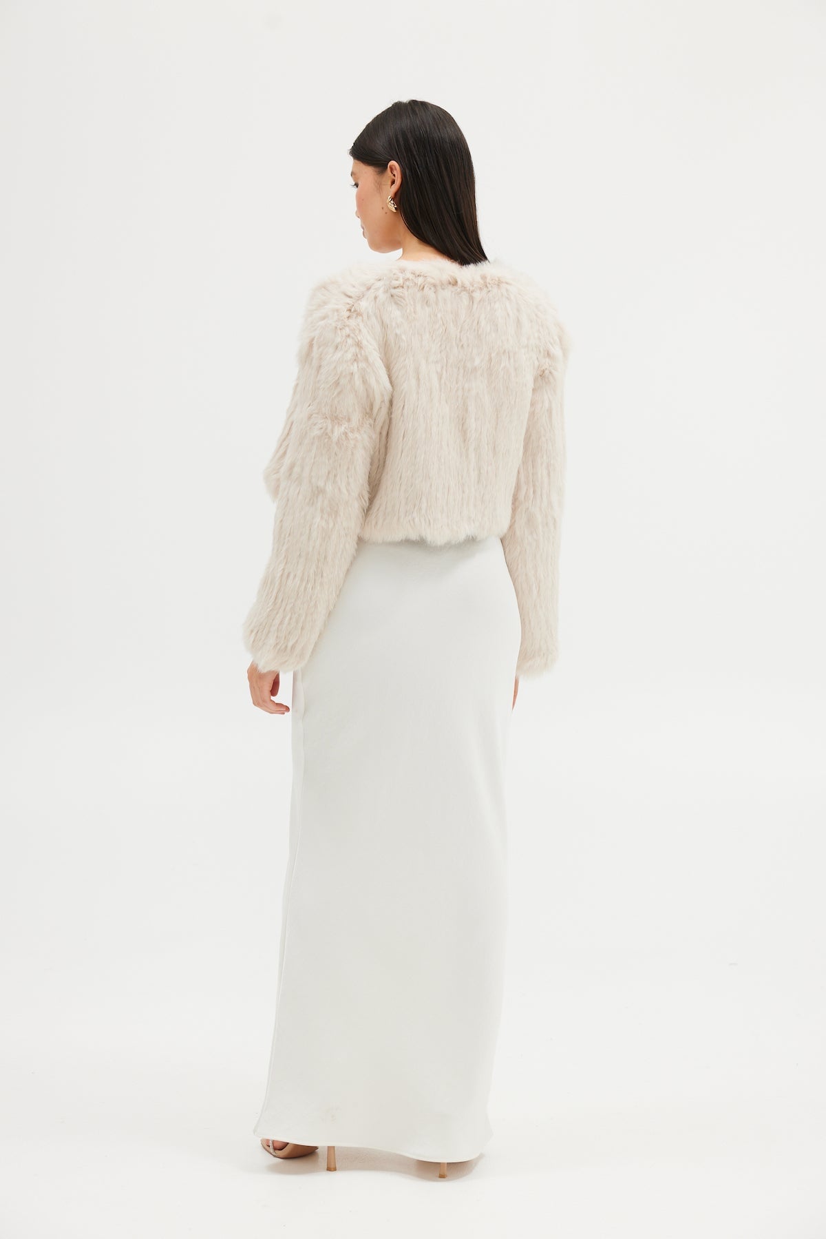H brand elle rabbit fur jacket sale