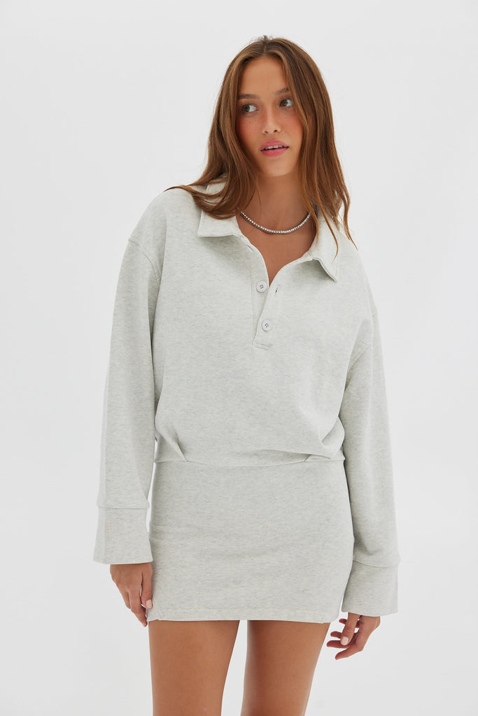 Polo Sweater Dress - Grey Marle Dress Toast Society 