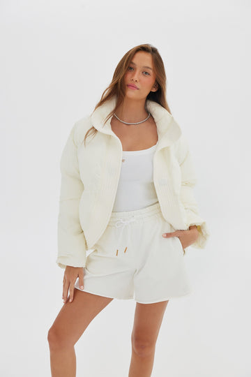 Curved Front Puffer - Ivory Coats & Jackets Toast Society 