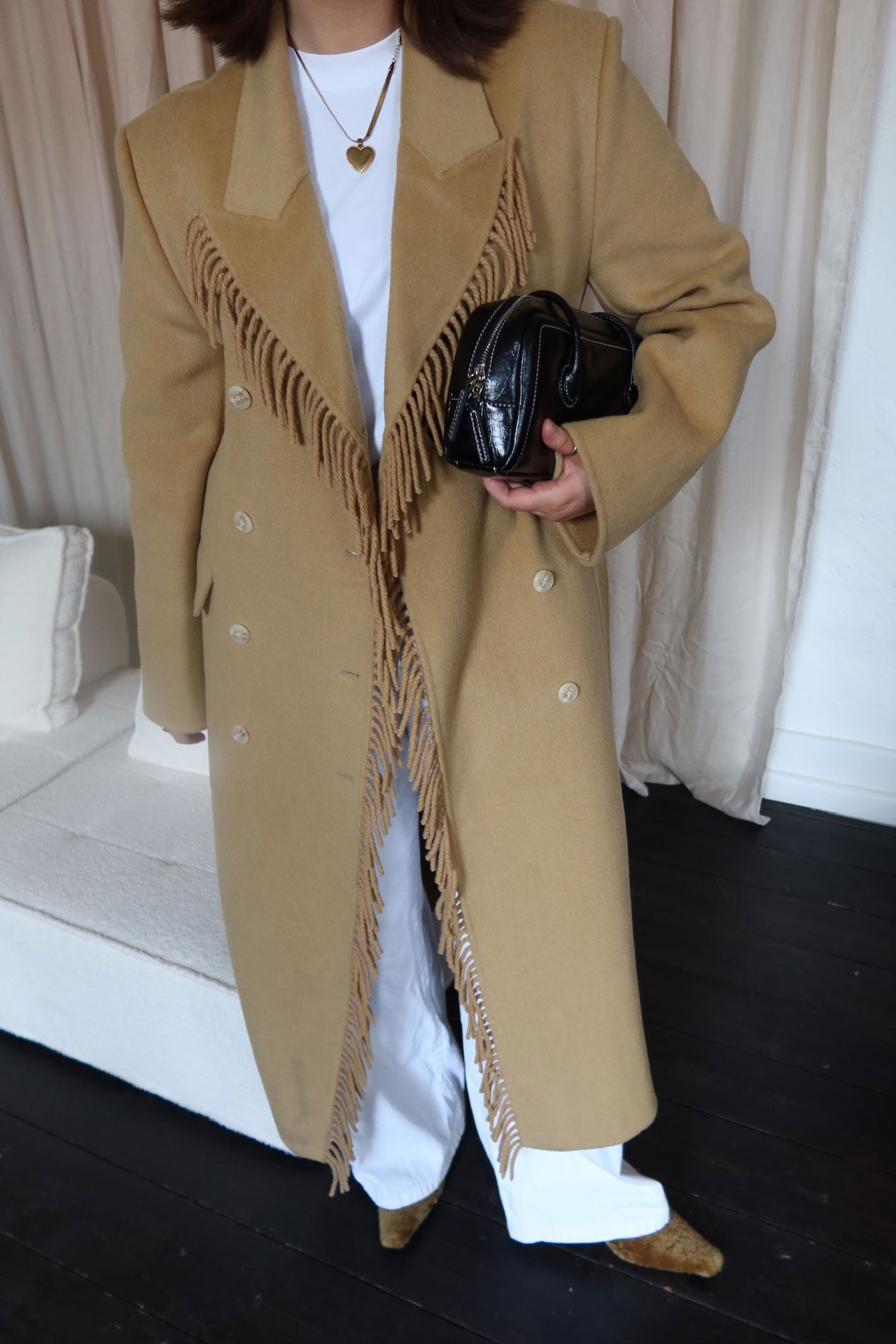 bubish Kate Fringe Tassel Wool Coat Walnut JACKETS