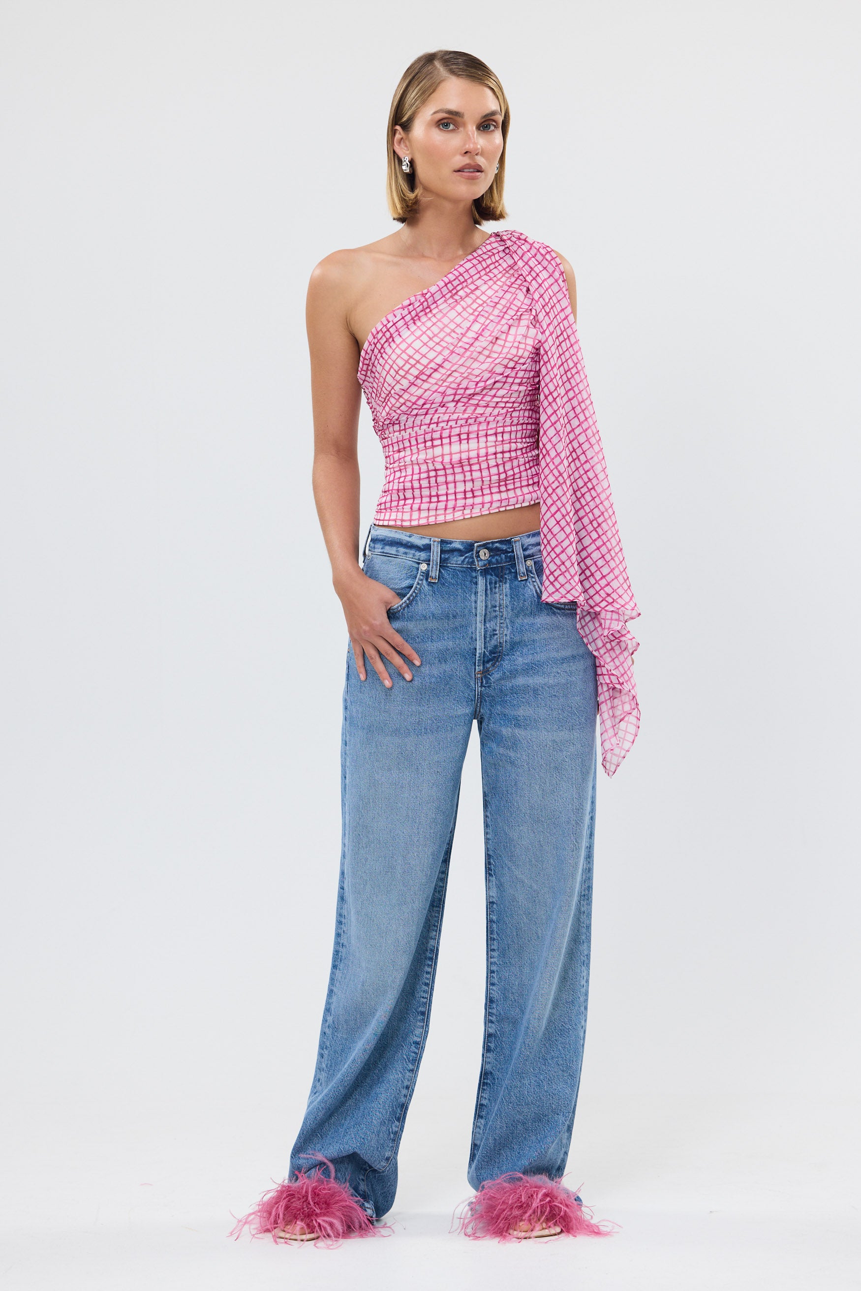 bubish Abi Top Grape Check PARTY TOPS & SETS
