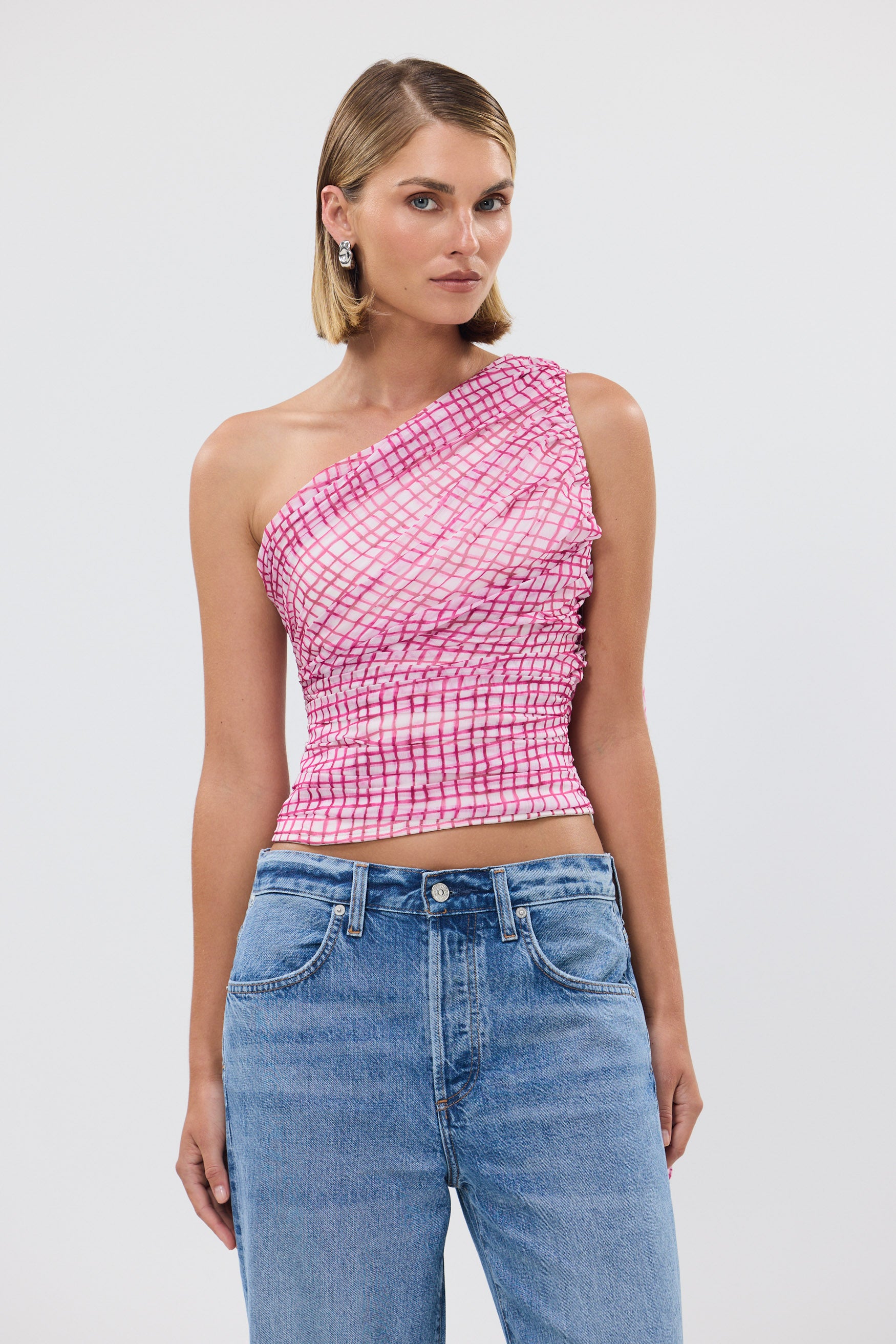 bubish Abi Top Grape Check PARTY TOPS & SETS