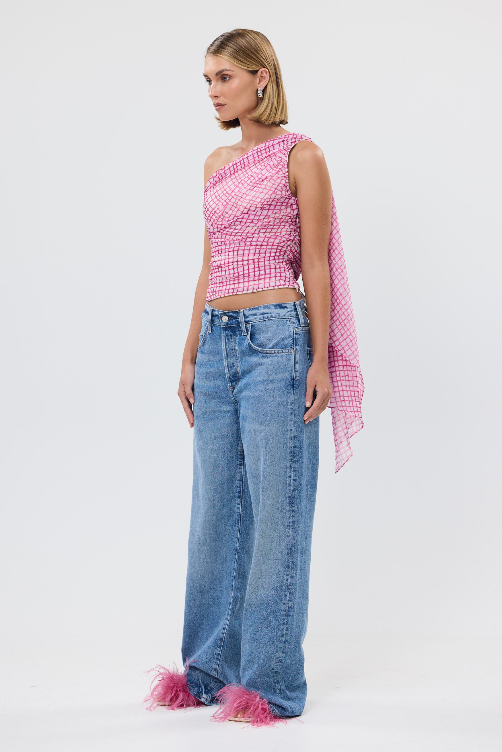 bubish Abi Top Grape Check PARTY TOPS & SETS