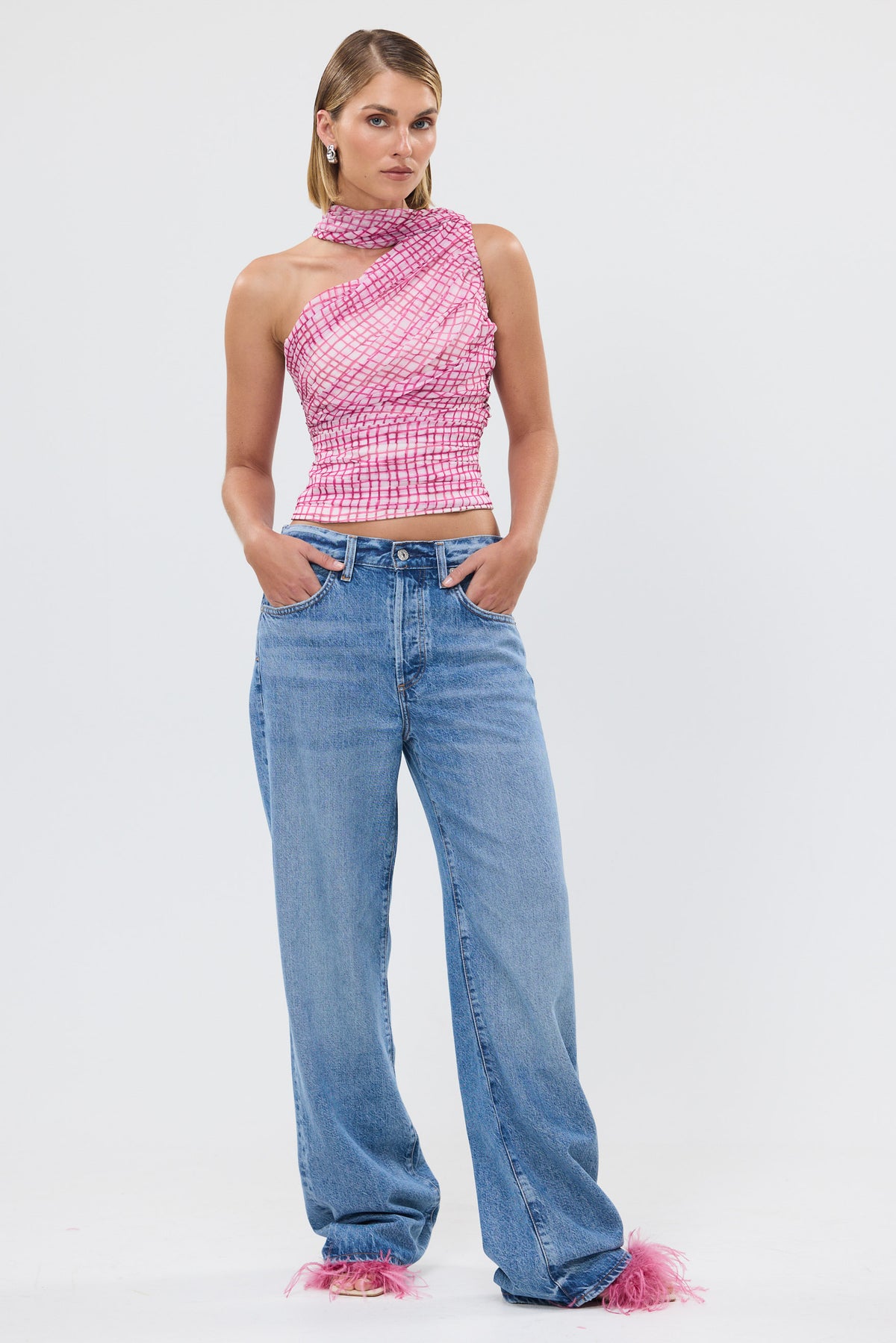 bubish Abi Top Grape Check PARTY TOPS & SETS