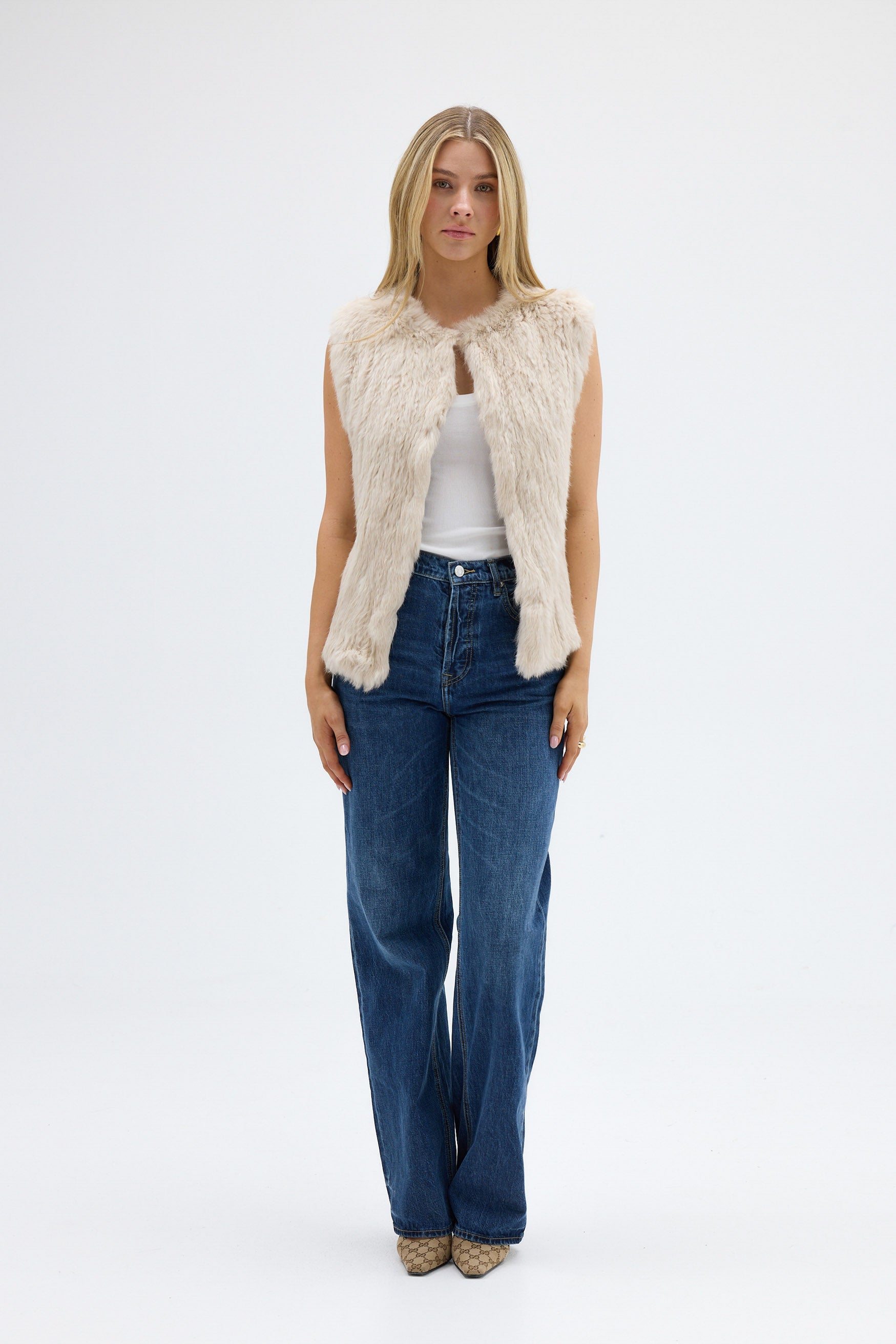 bubish Audrey Fur Vest Oatmeal VEST