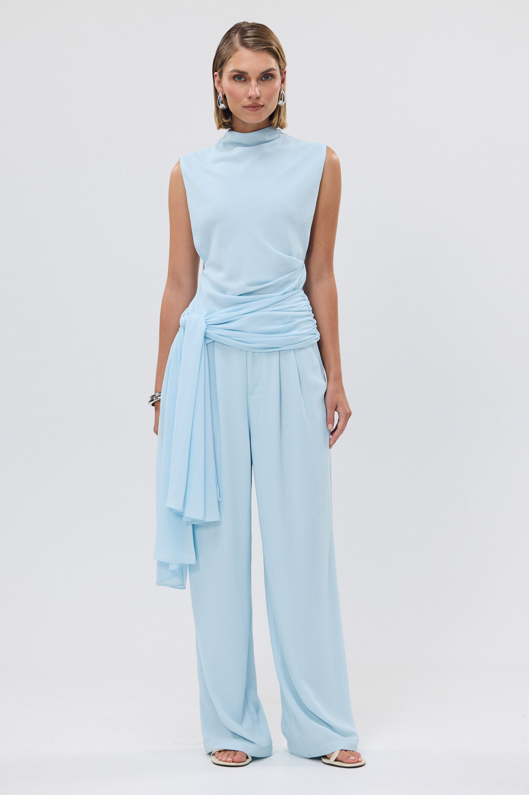 bubish Ava Waist Tie Top Sky Blue MATCHING SETS