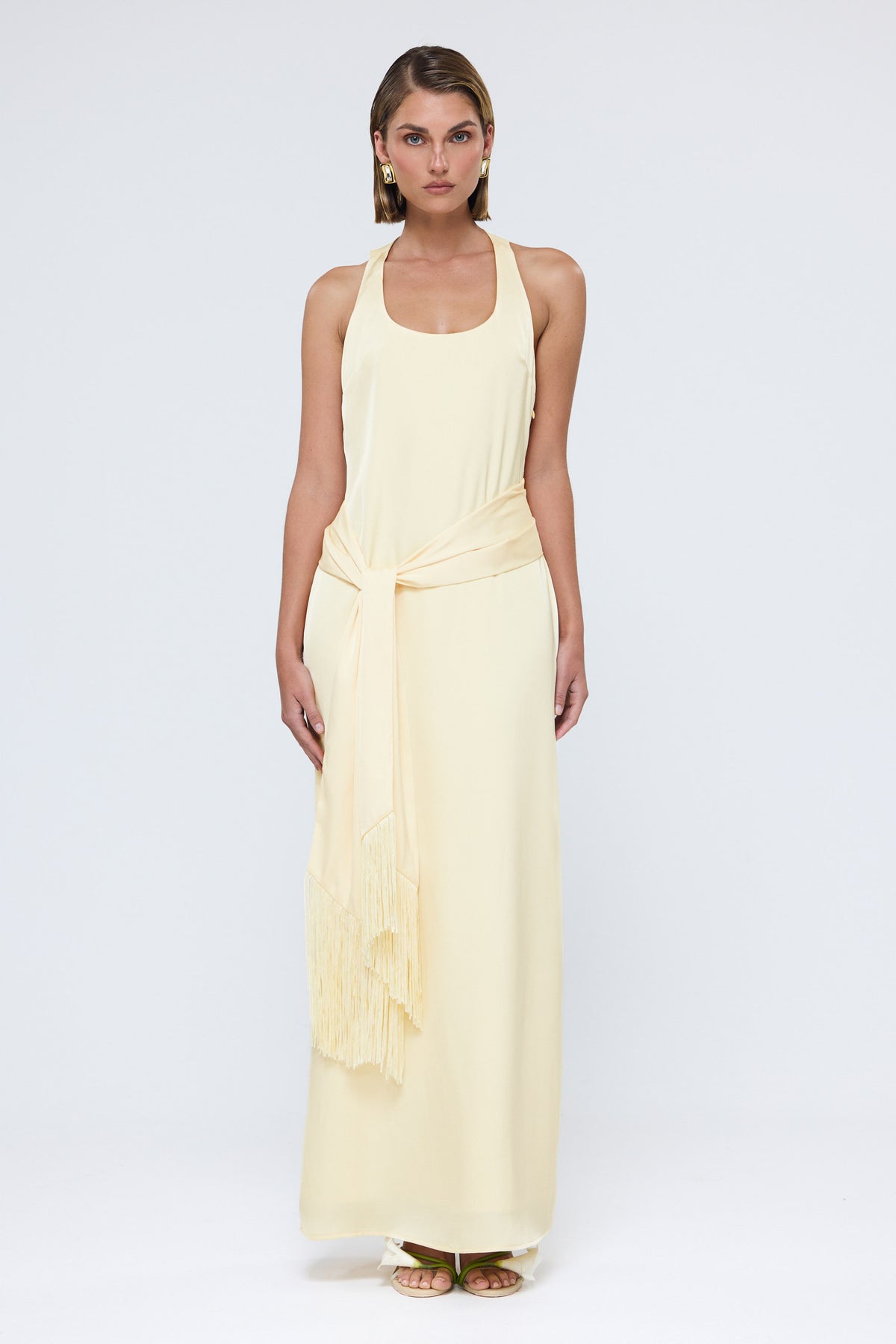bubish Belle Tassel Maxi Dress Pale Yellow WEDDING GUEST DRESS