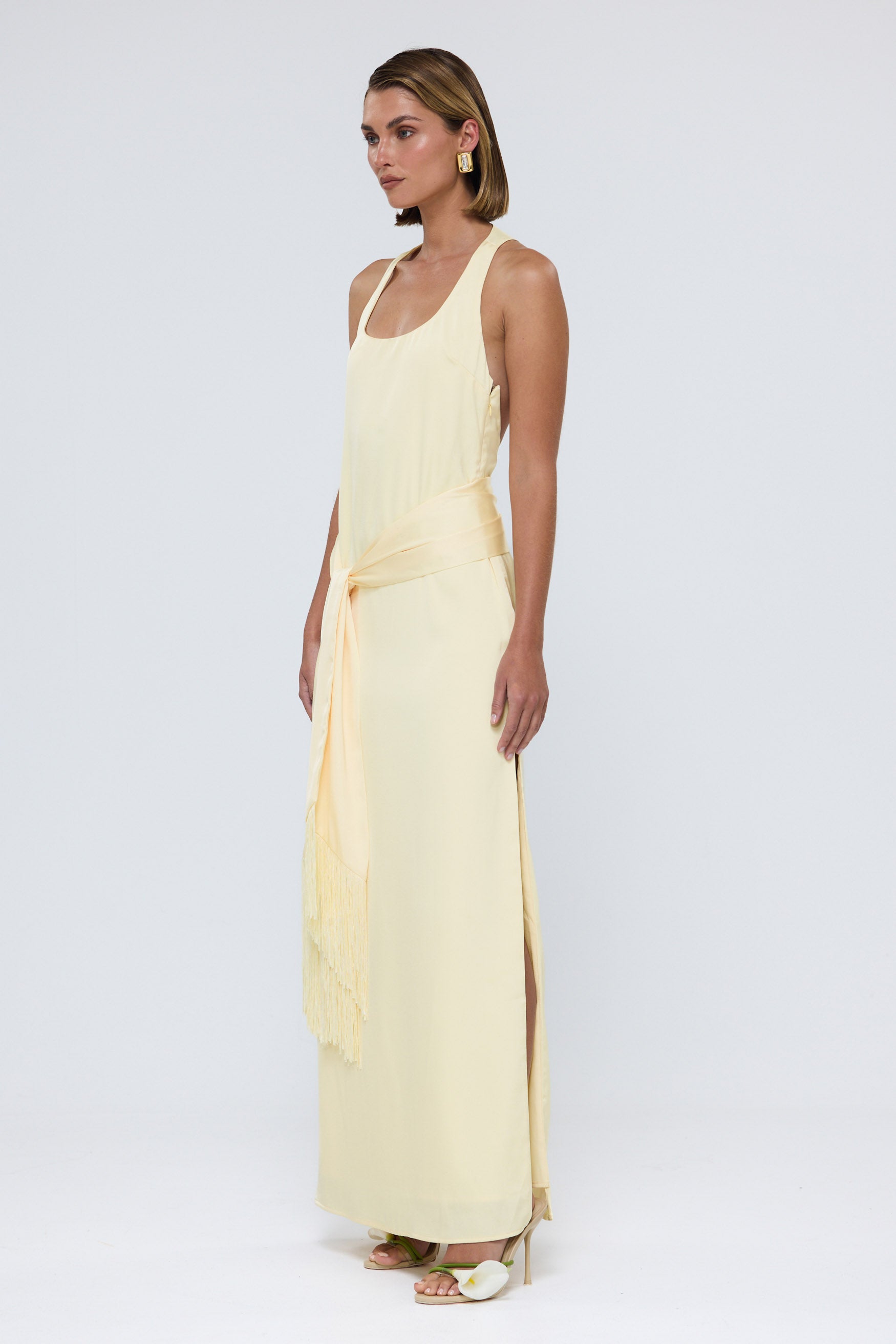 bubish Belle Tassel Maxi Dress Pale Yellow WEDDING GUEST DRESS