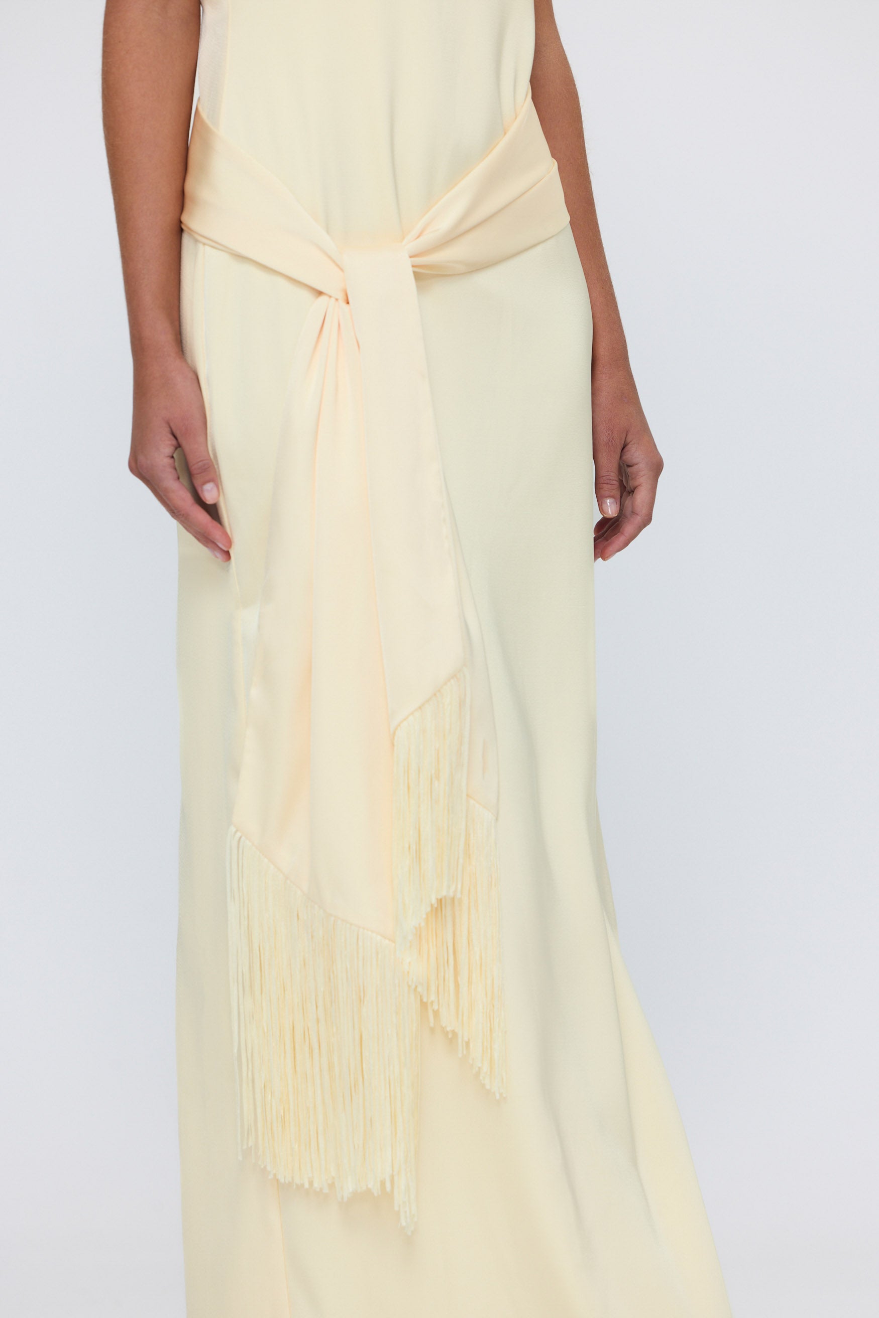 bubish Belle Tassel Maxi Dress Pale Yellow WEDDING GUEST DRESS