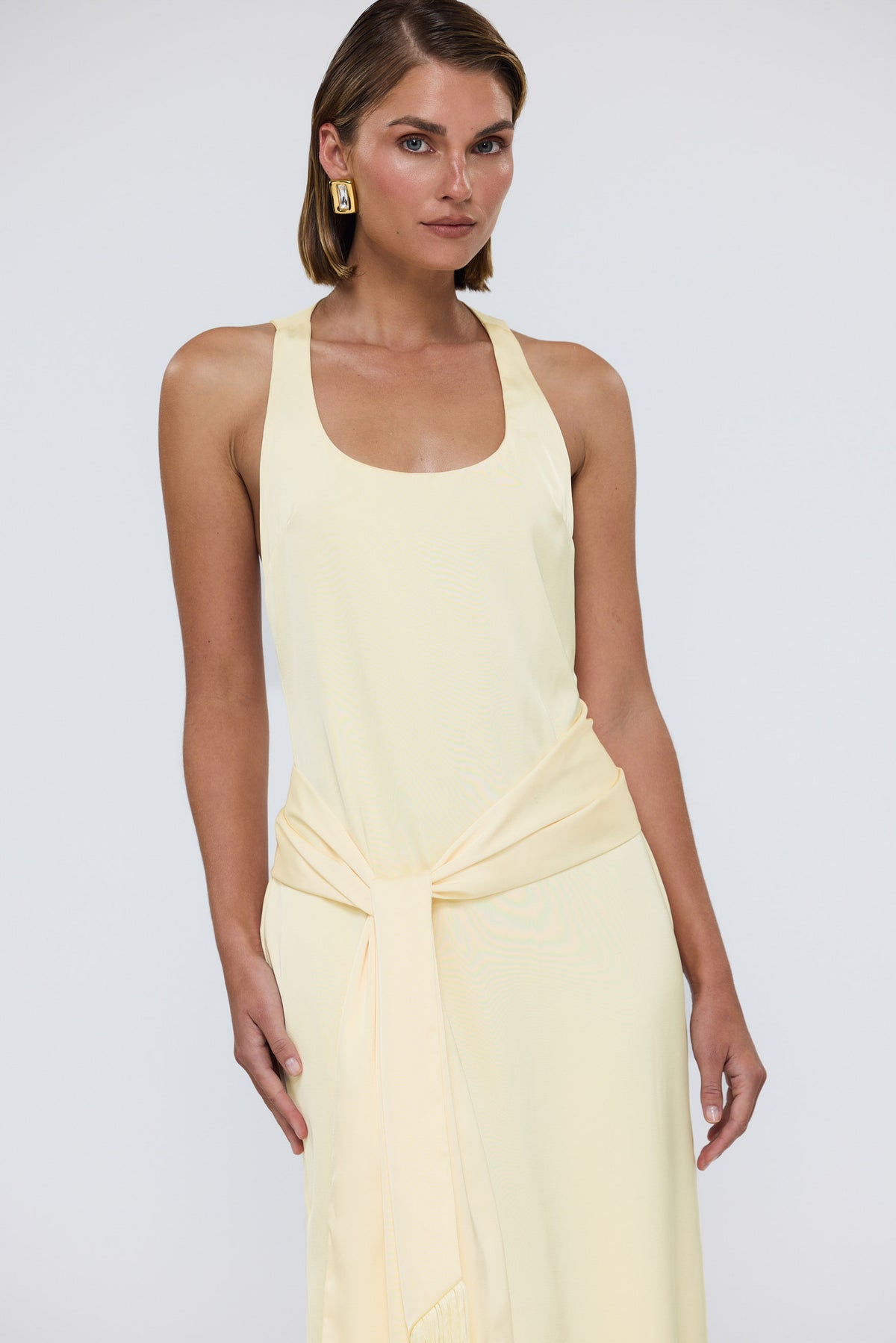 bubish Belle Tassel Maxi Dress Pale Yellow WEDDING GUEST DRESS
