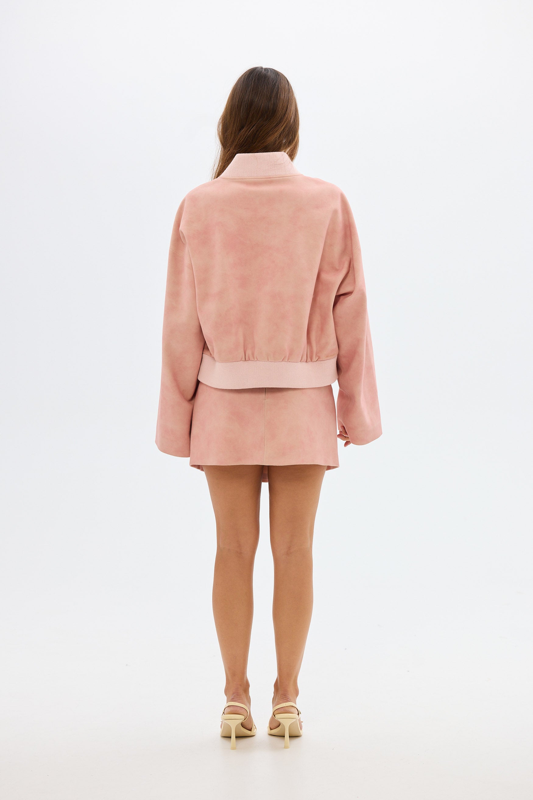 bubish Cassie Faux Suede Bomber Jacket Blush JACKET