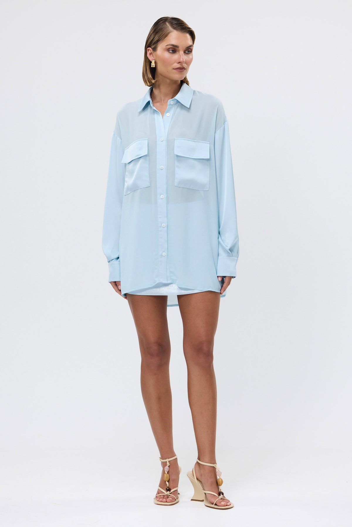 bubish Celeste Shirt Sky Blue SHEER SHIRT
