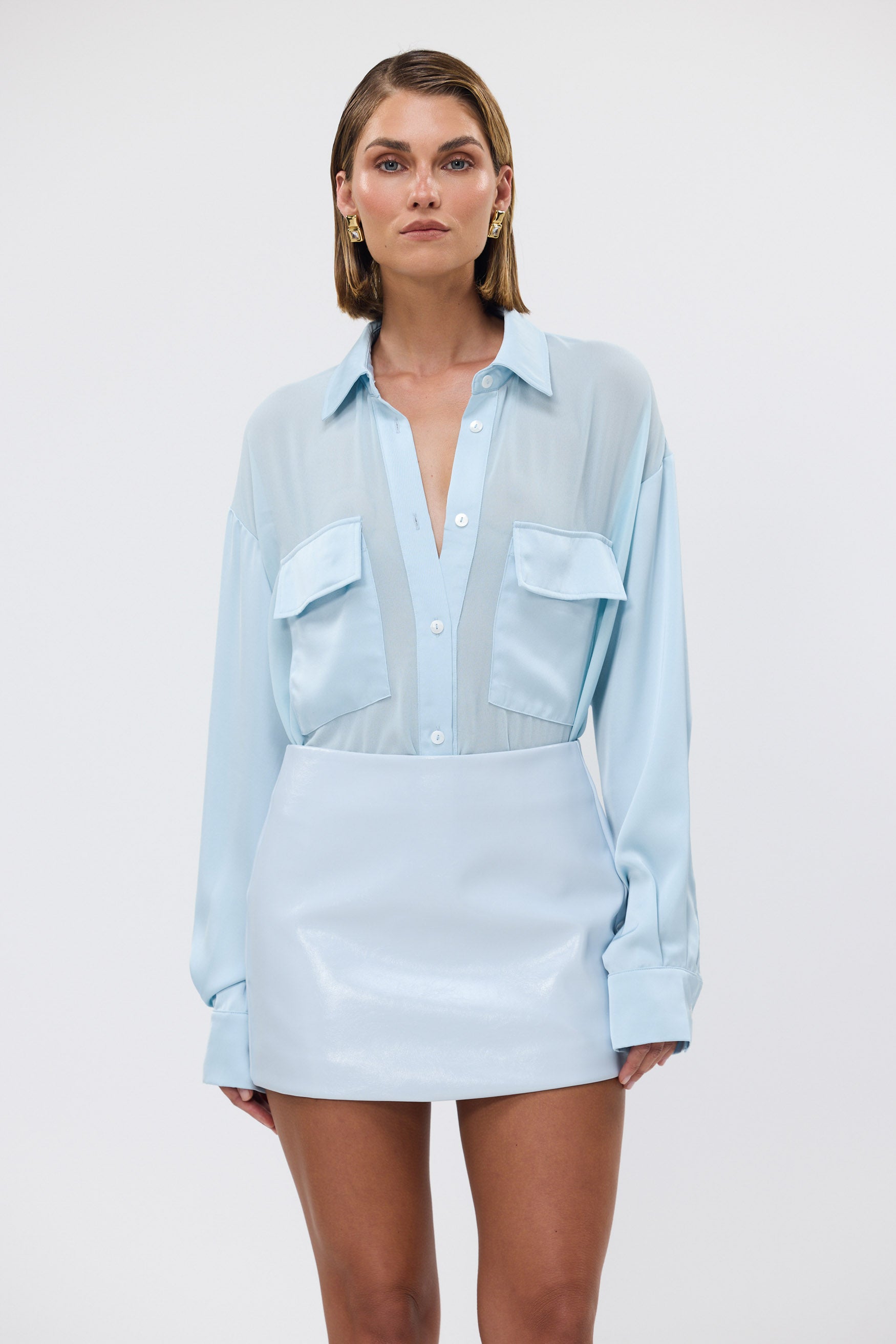 bubish Celeste Shirt Sky Blue SHEER SHIRT
