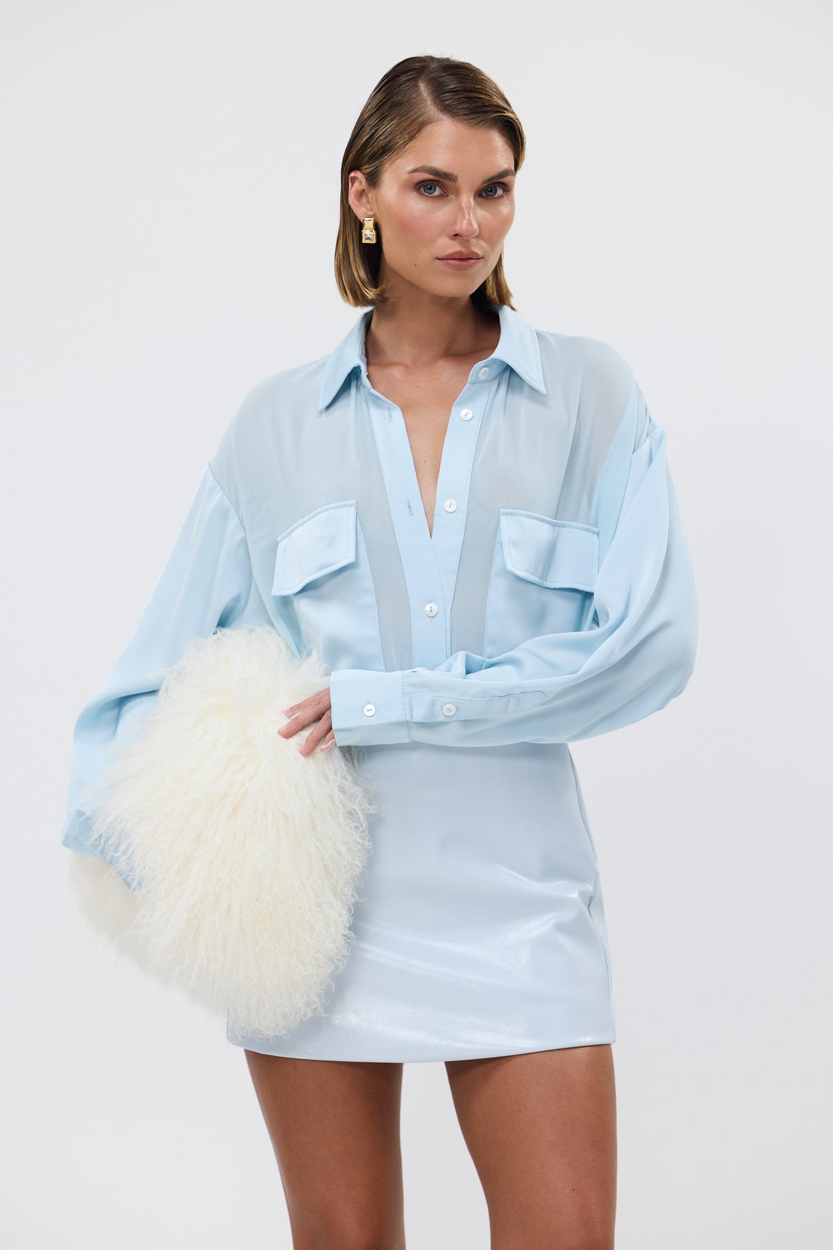 bubish Celeste Shirt Sky Blue SHEER SHIRT